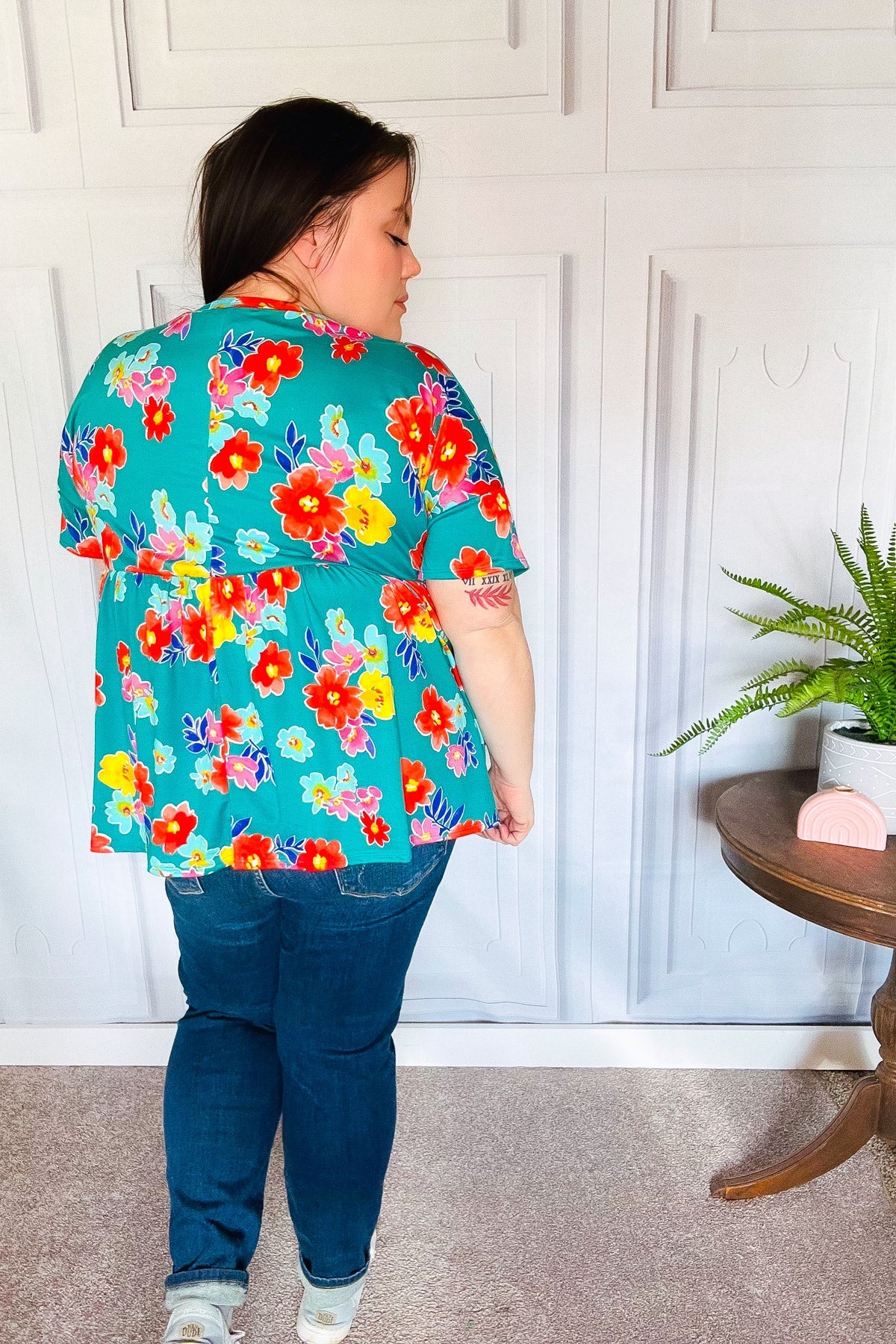 Take Me Away Retro Floral Babydoll Top