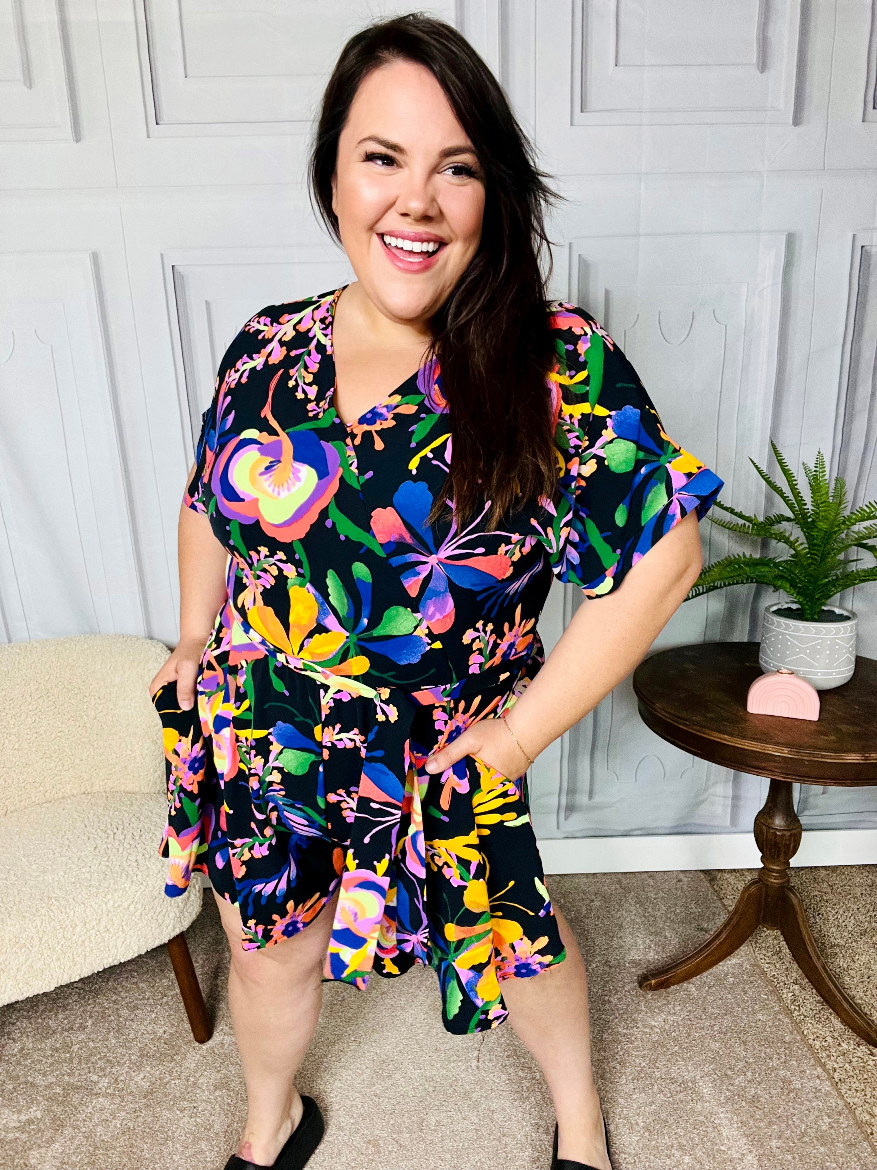 Live For Today Floral Surplice Woven Romper