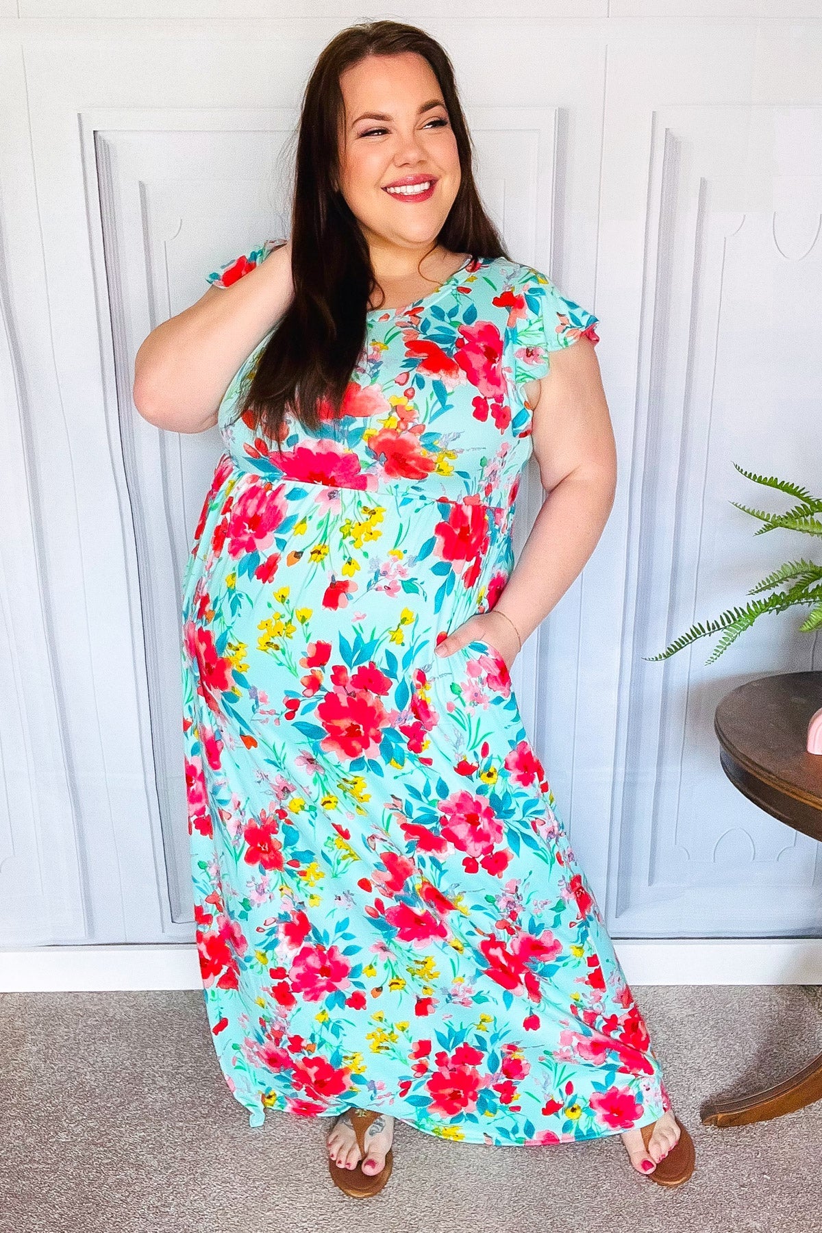 Saved For Later Floral Maxi Dress • Aqua