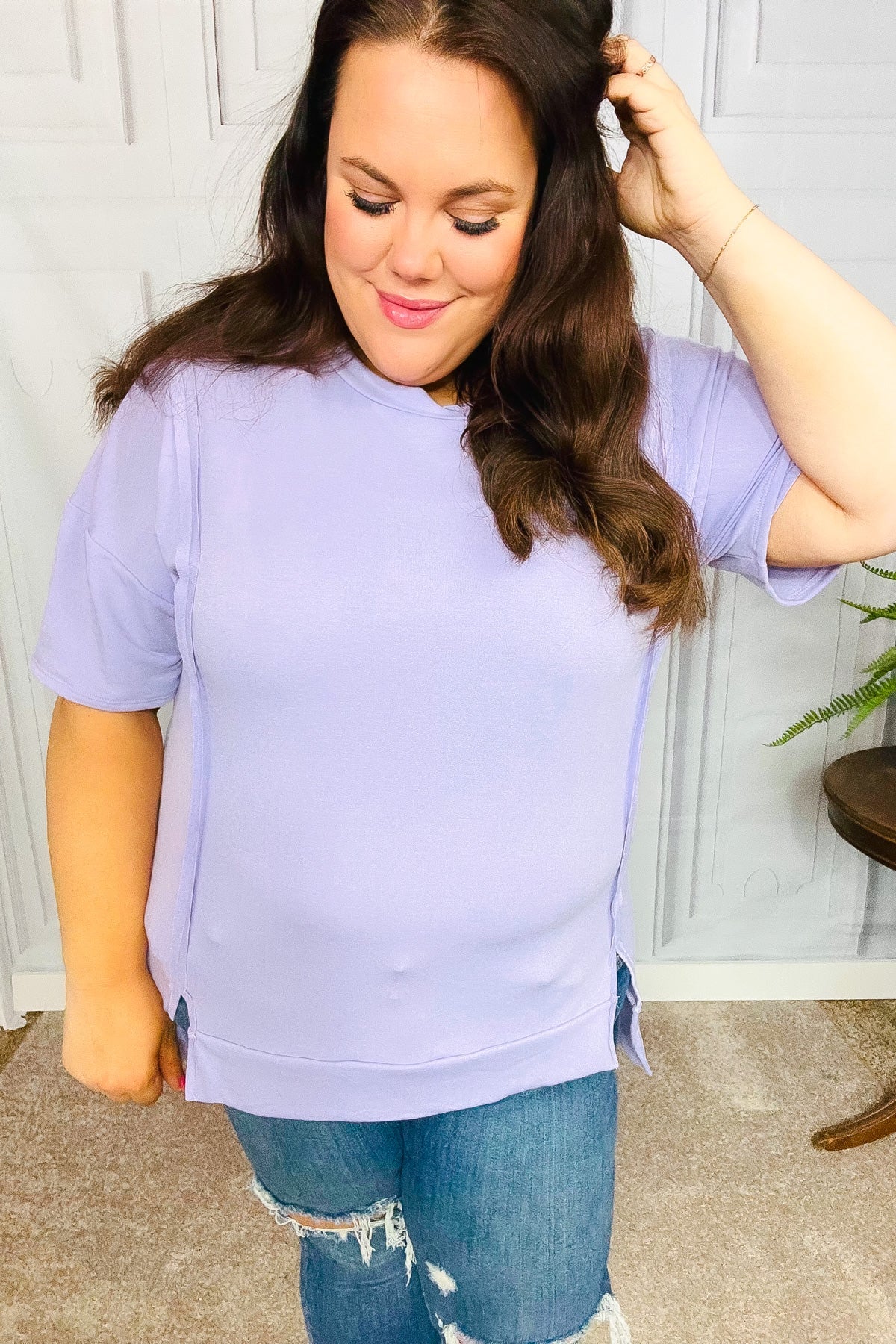 Perfectly Poised French Terry Top • Lilac