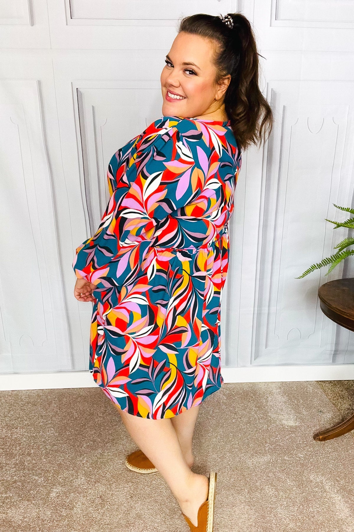 Perfectly You Retro Abstract Print Dress