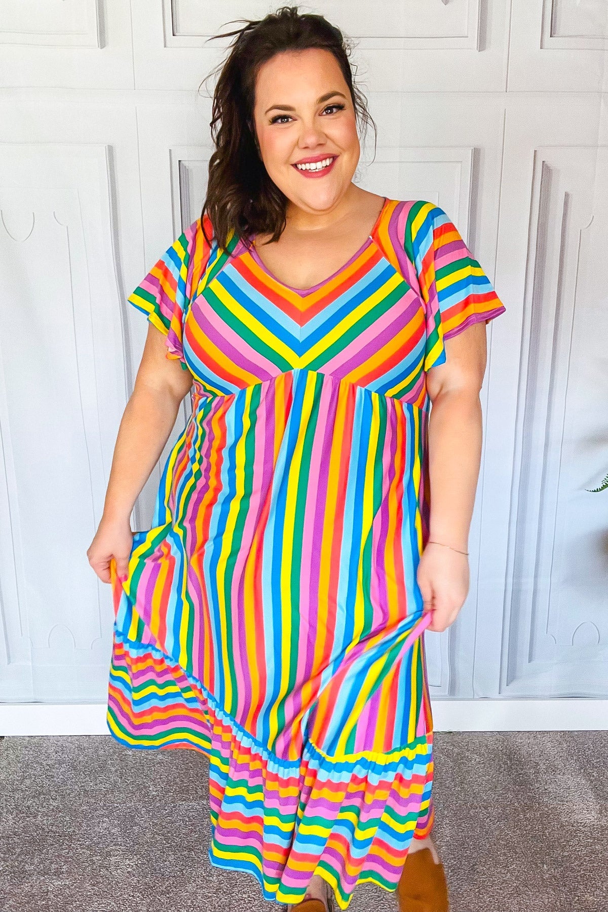 Bright Thoughts Rainbow Stripe Midi Dress