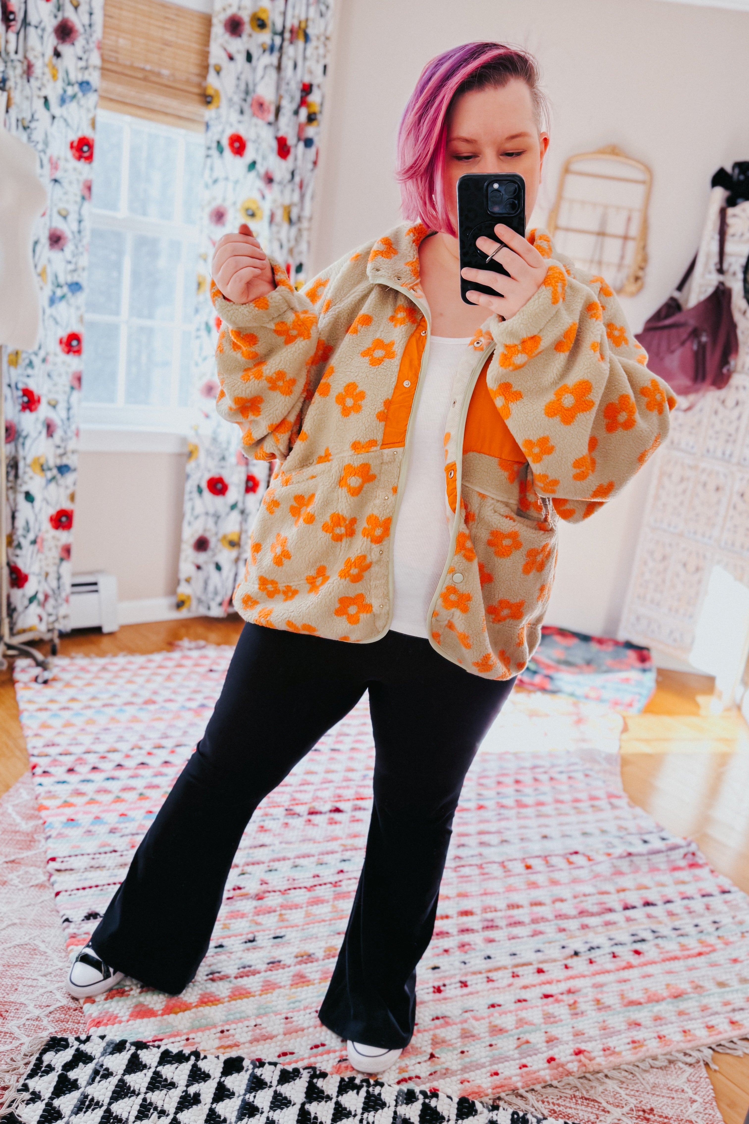 Love It Don't Leave It Floral Fleece Jacket