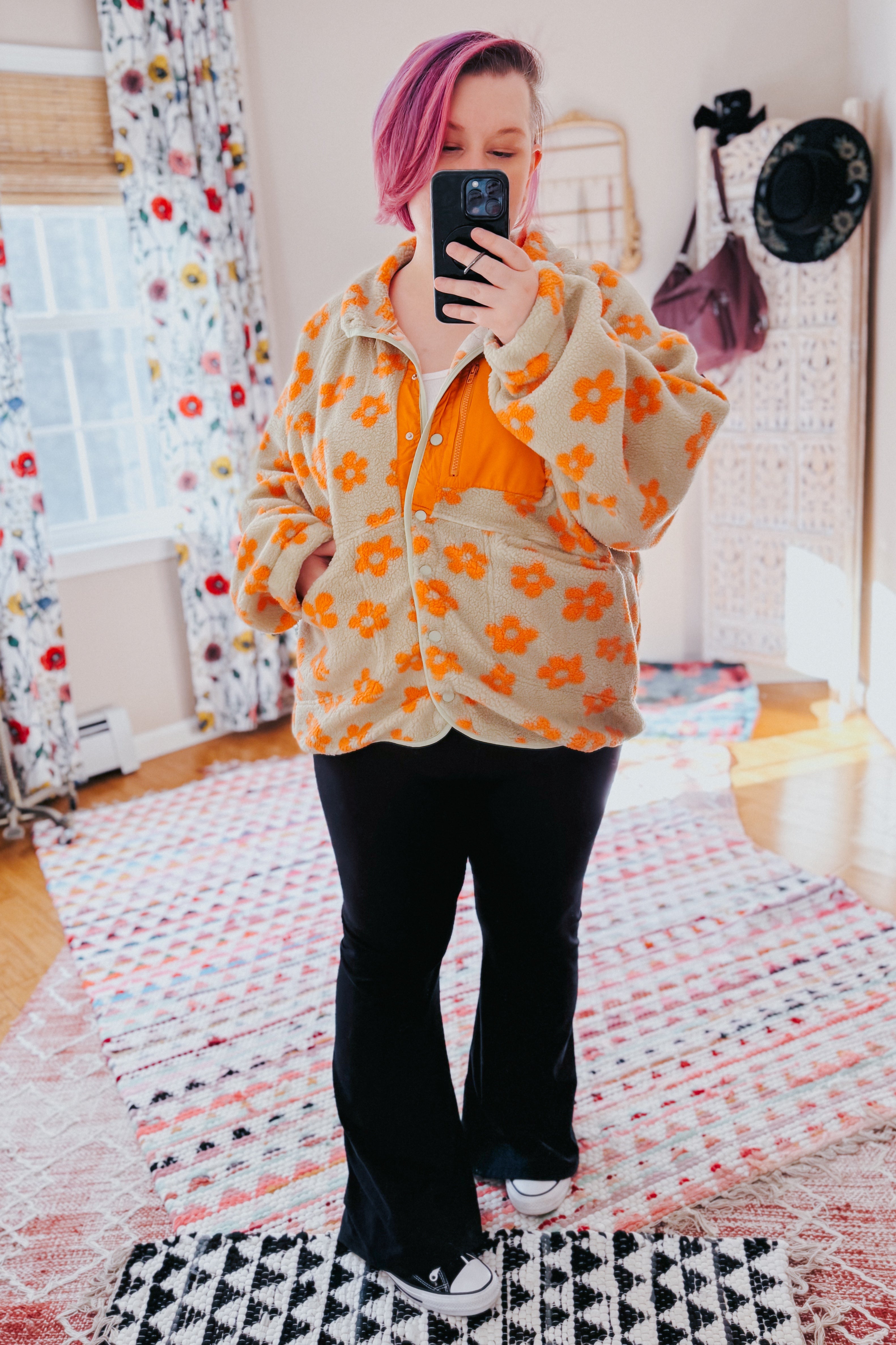 Love It Don't Leave It Floral Fleece Jacket