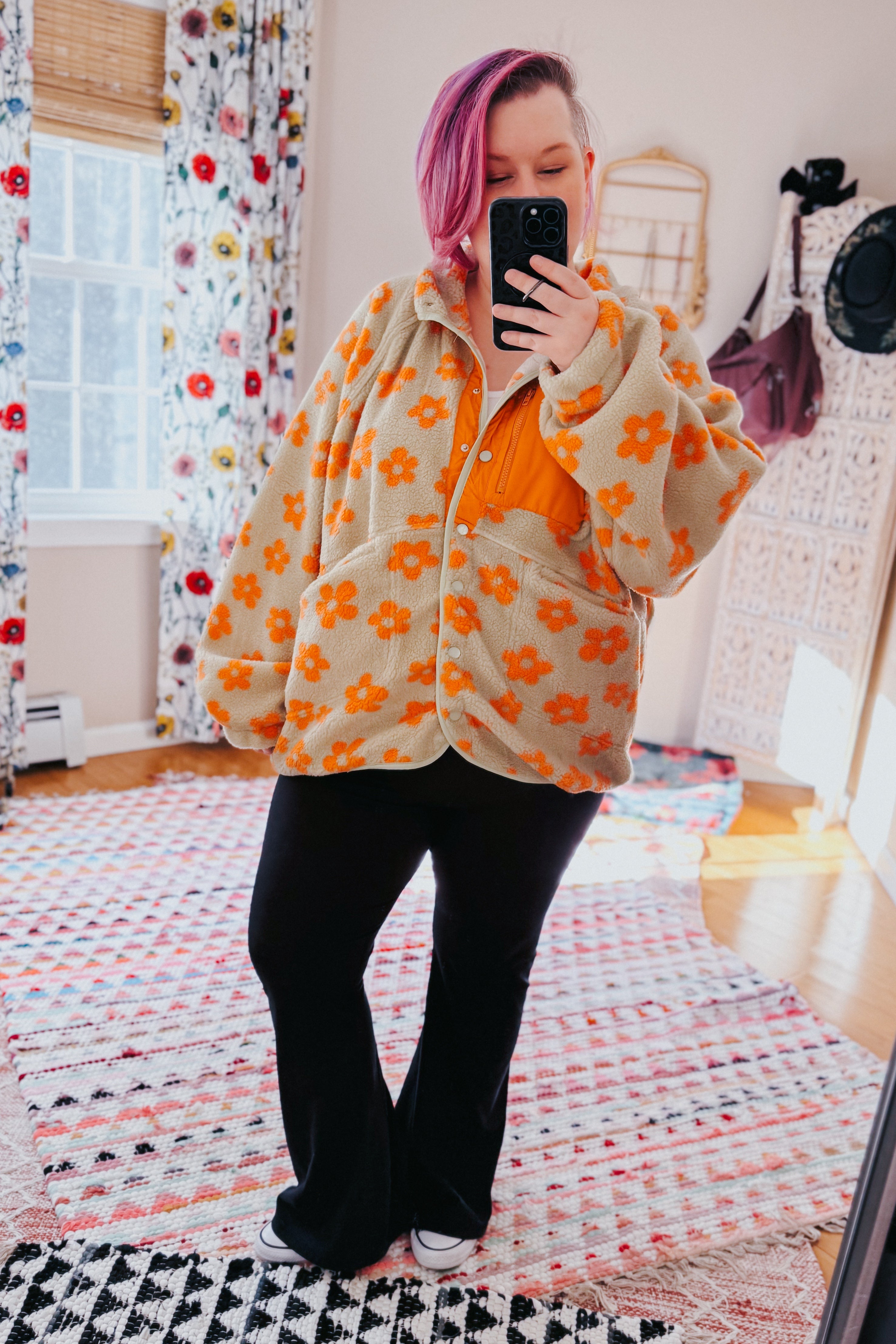 Love It Don't Leave It Floral Fleece Jacket