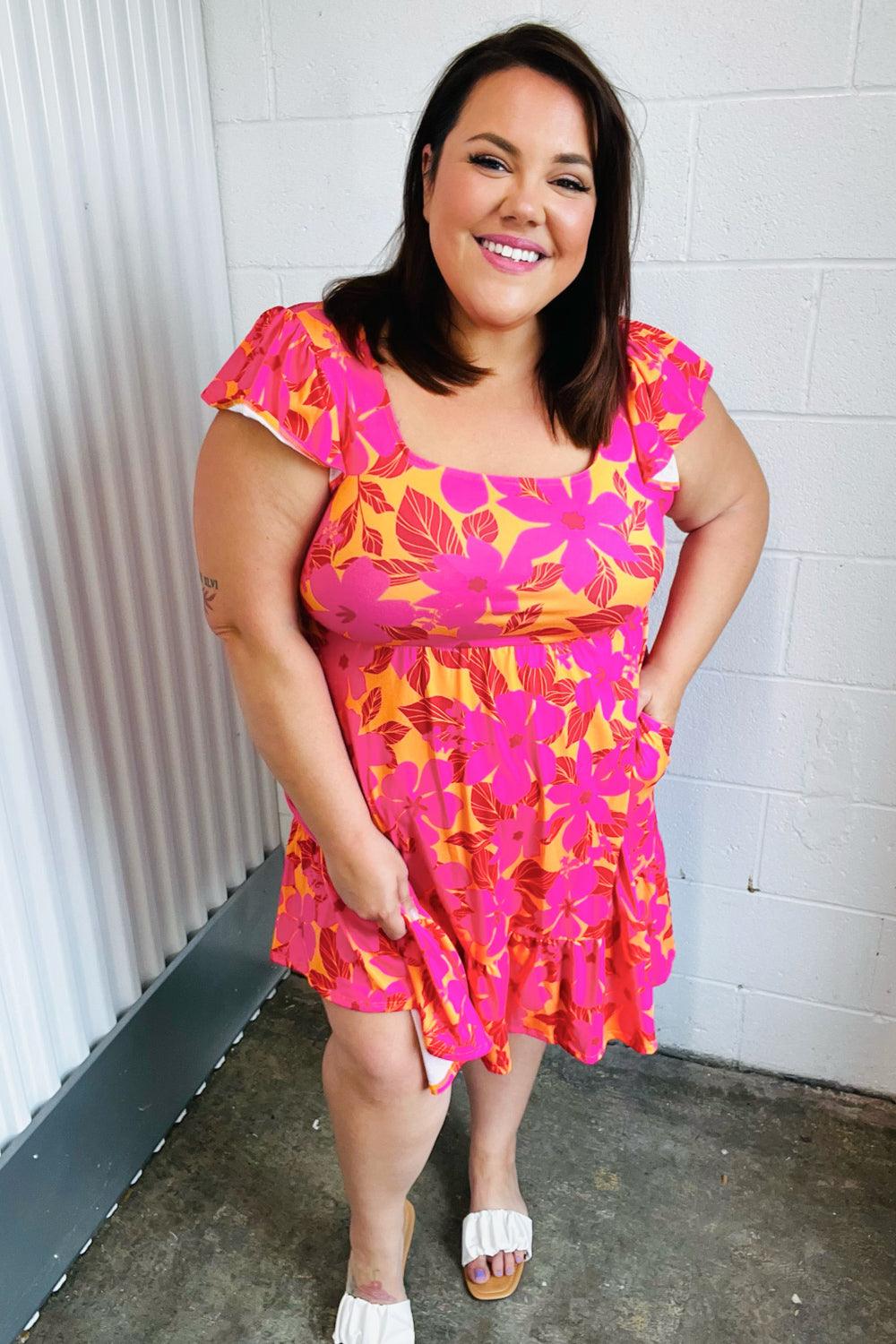 Sun Streaked Afternoon Square Neck Dress - Atomic Wildflower