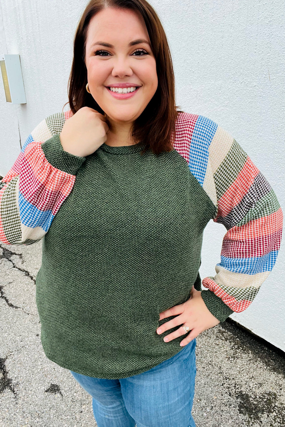 Carry On Striped Sleeve Knit Top