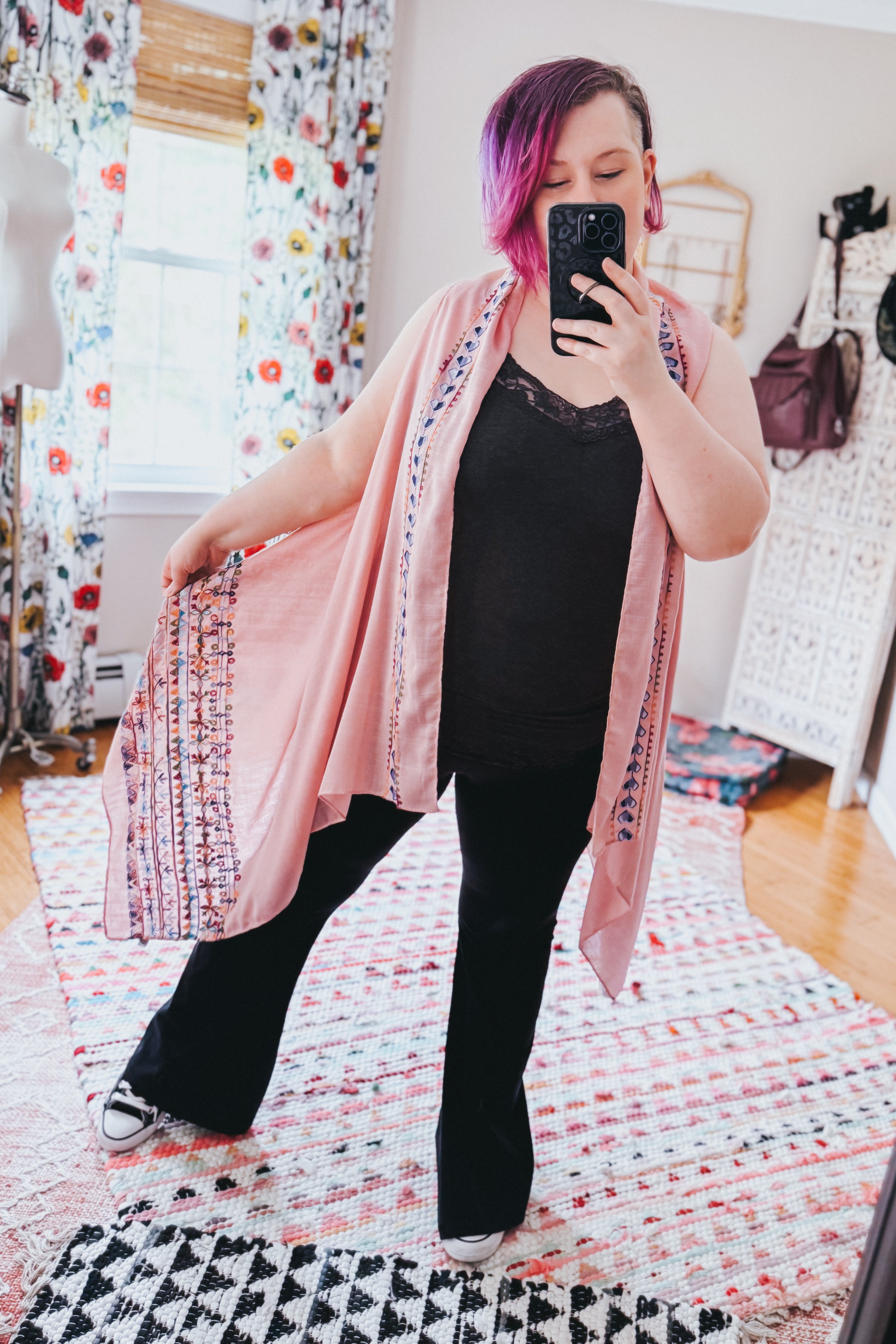 Aria Embroidered Sleeveless Duster • Blush