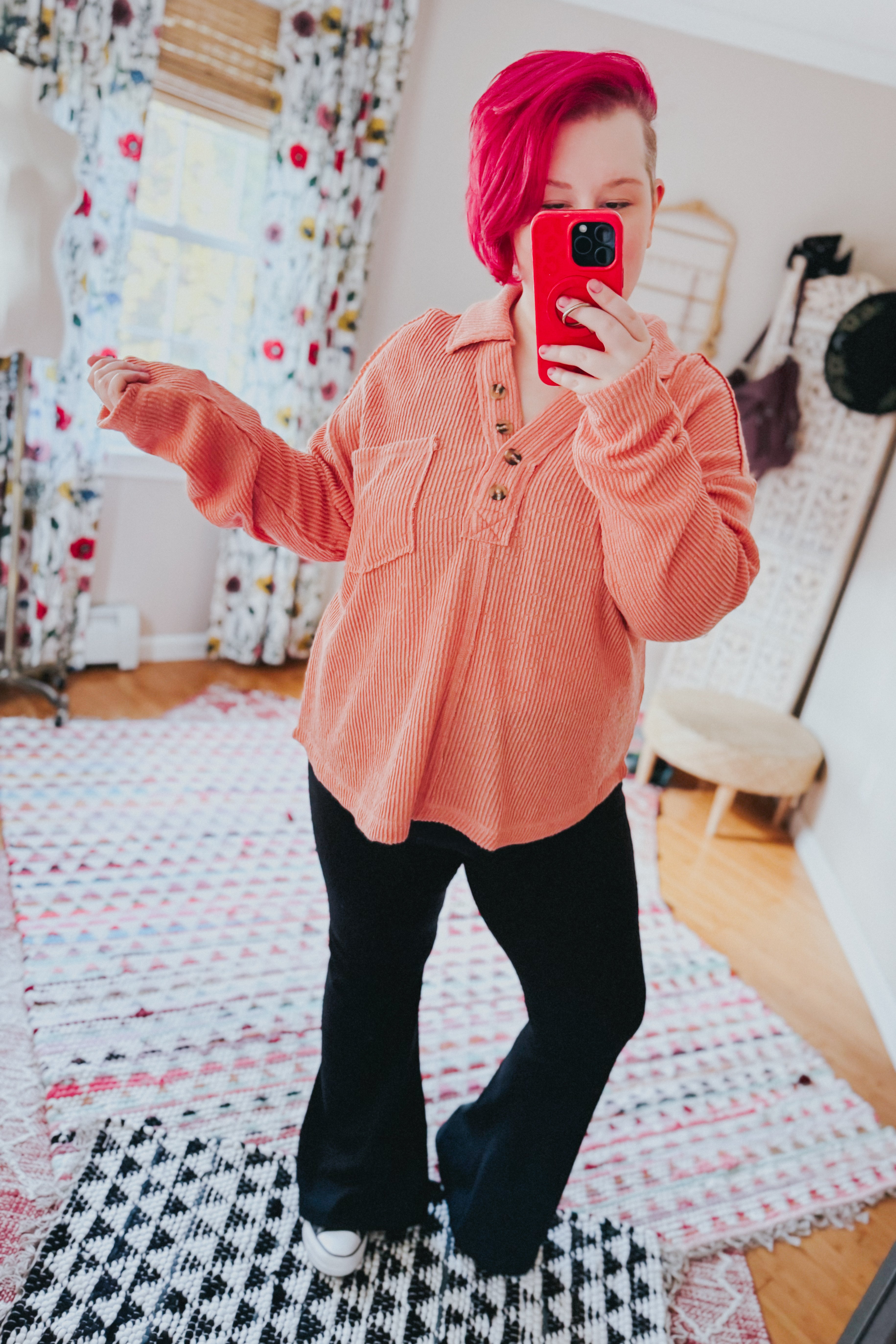 If You Want Forever Ribbed Knit Pullover • Peachy Pink