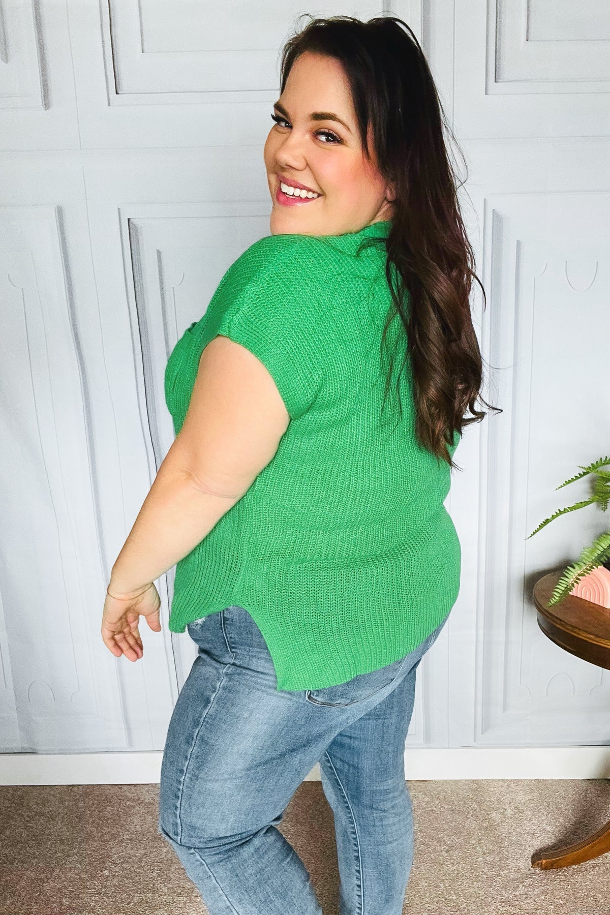 Seize The Day Dolman Rib Knit Sweater Top • Kelly Green