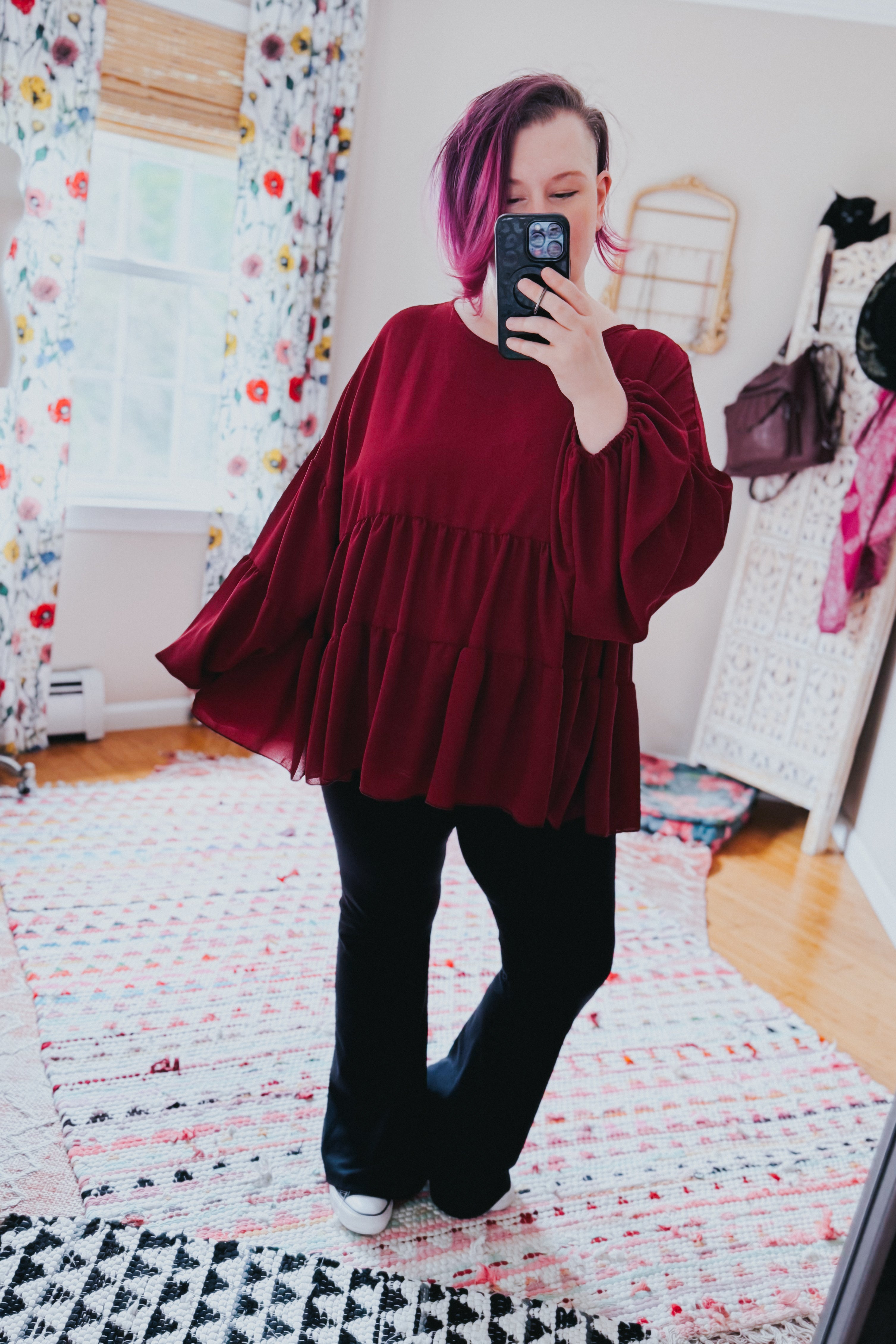 Take Me Home Babydoll Blouse • Wine