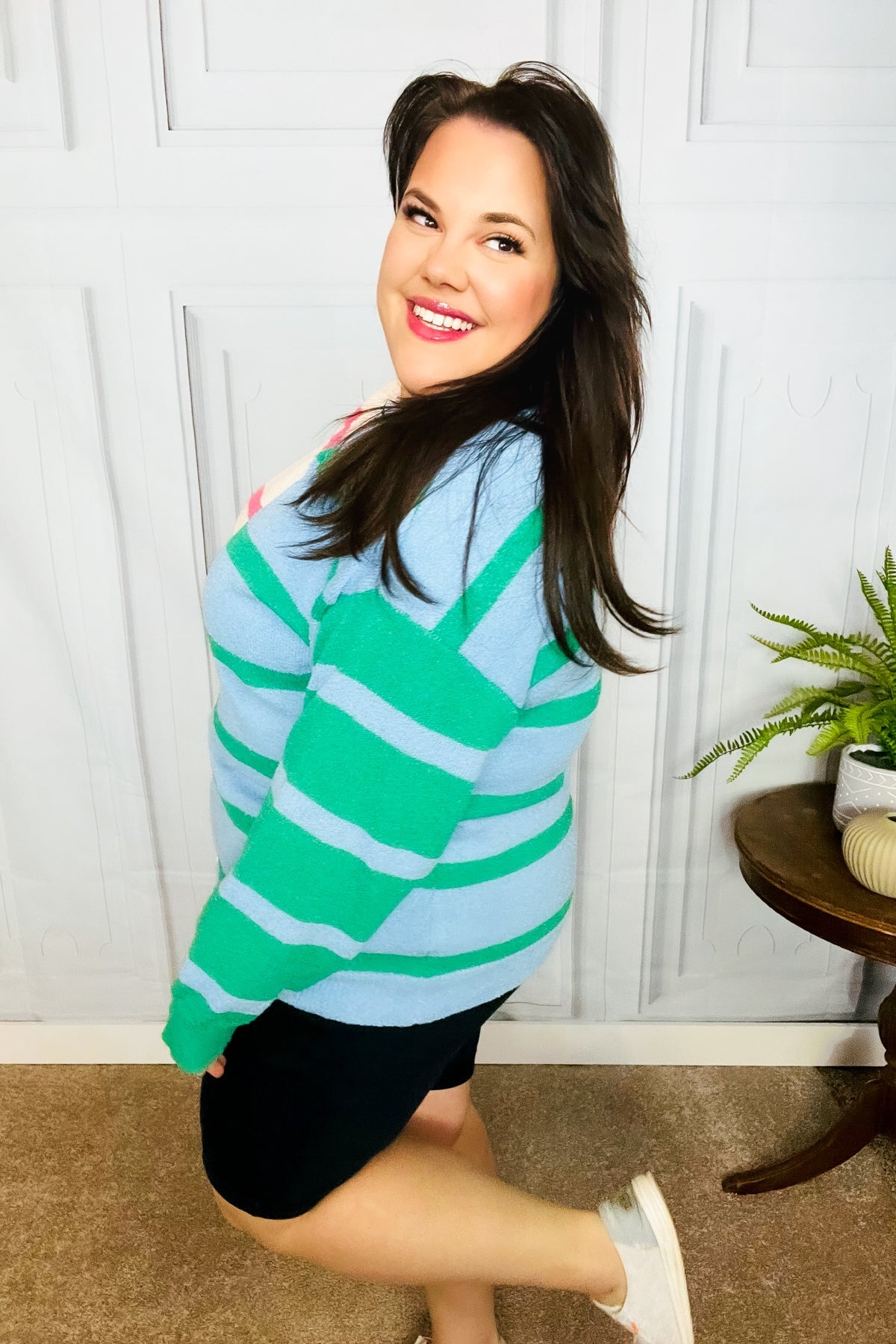 Perfectly Poised Stripe Color Block Knit Sweater