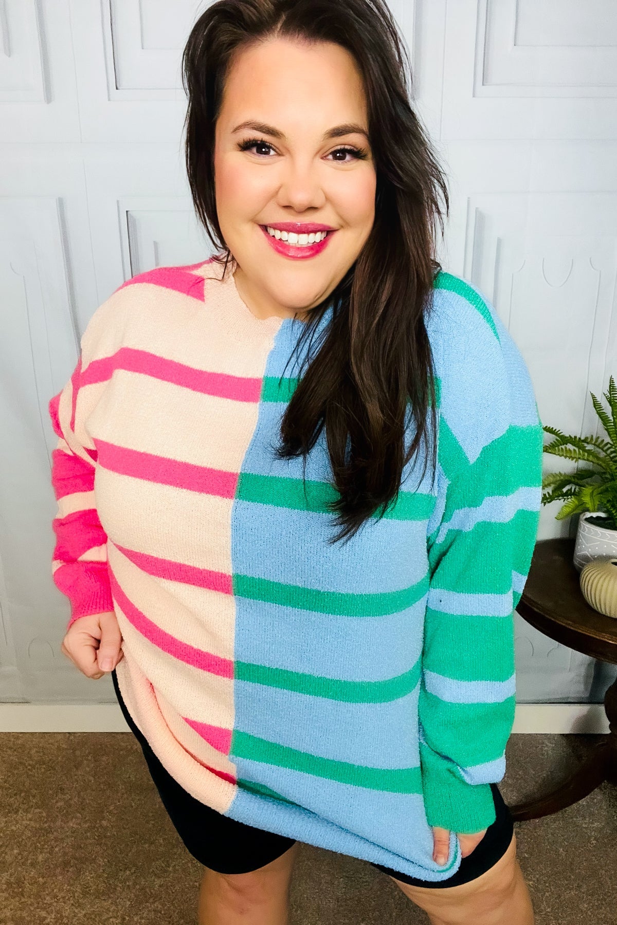 Perfectly Poised Stripe Color Block Knit Sweater