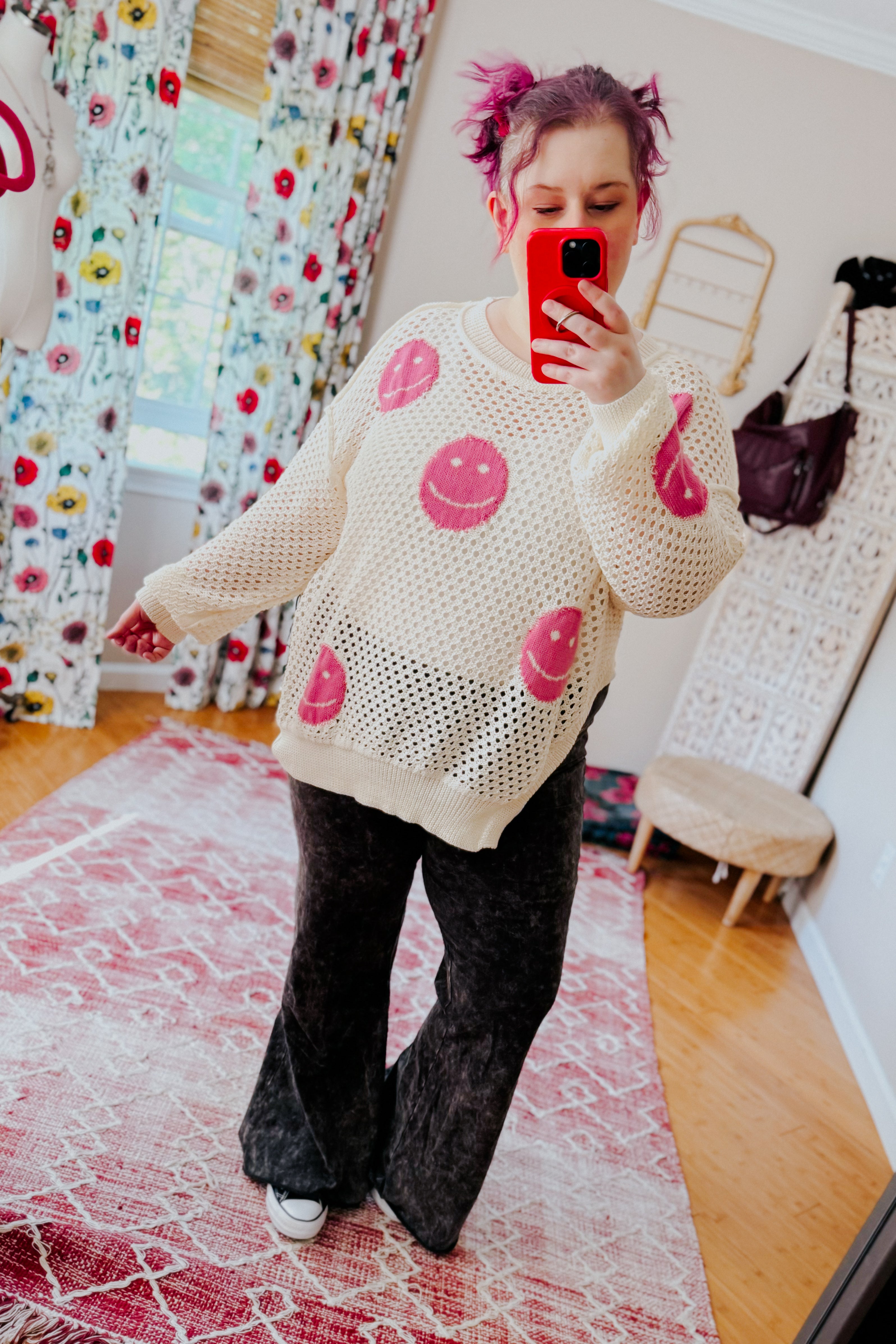 In My Feelings Smiley Open Knit Top
