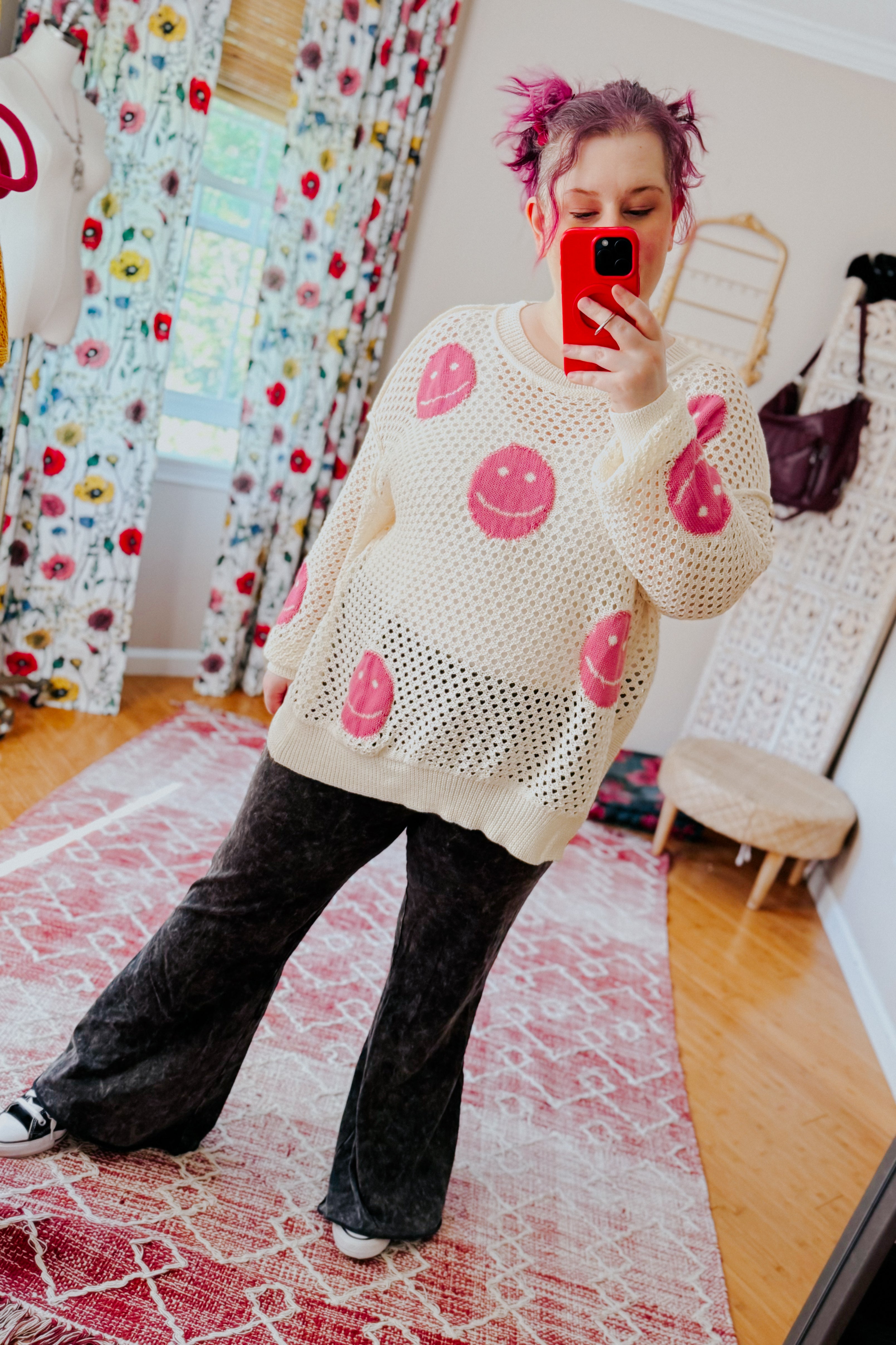 In My Feelings Smiley Open Knit Top