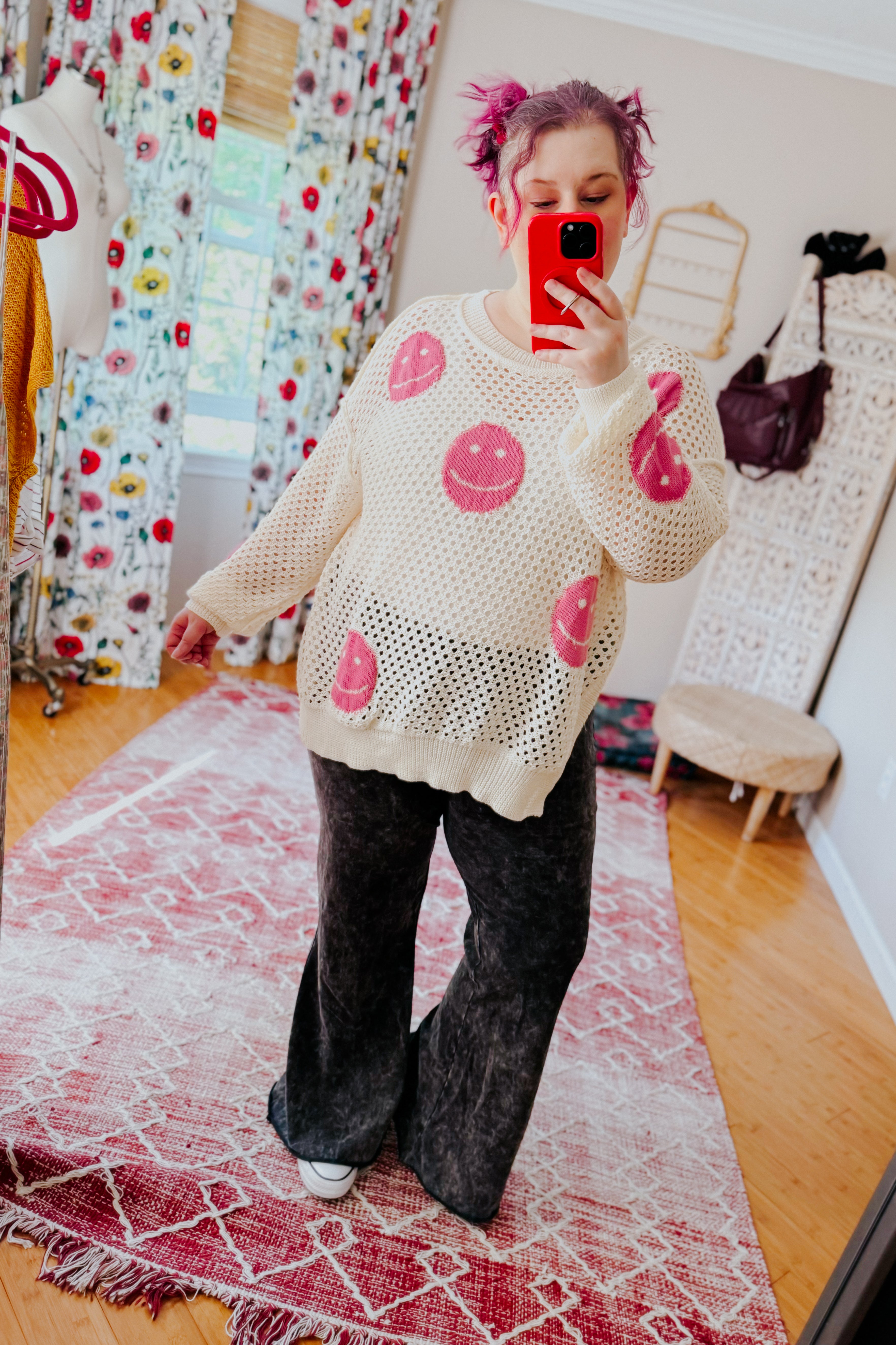 In My Feelings Smiley Open Knit Top