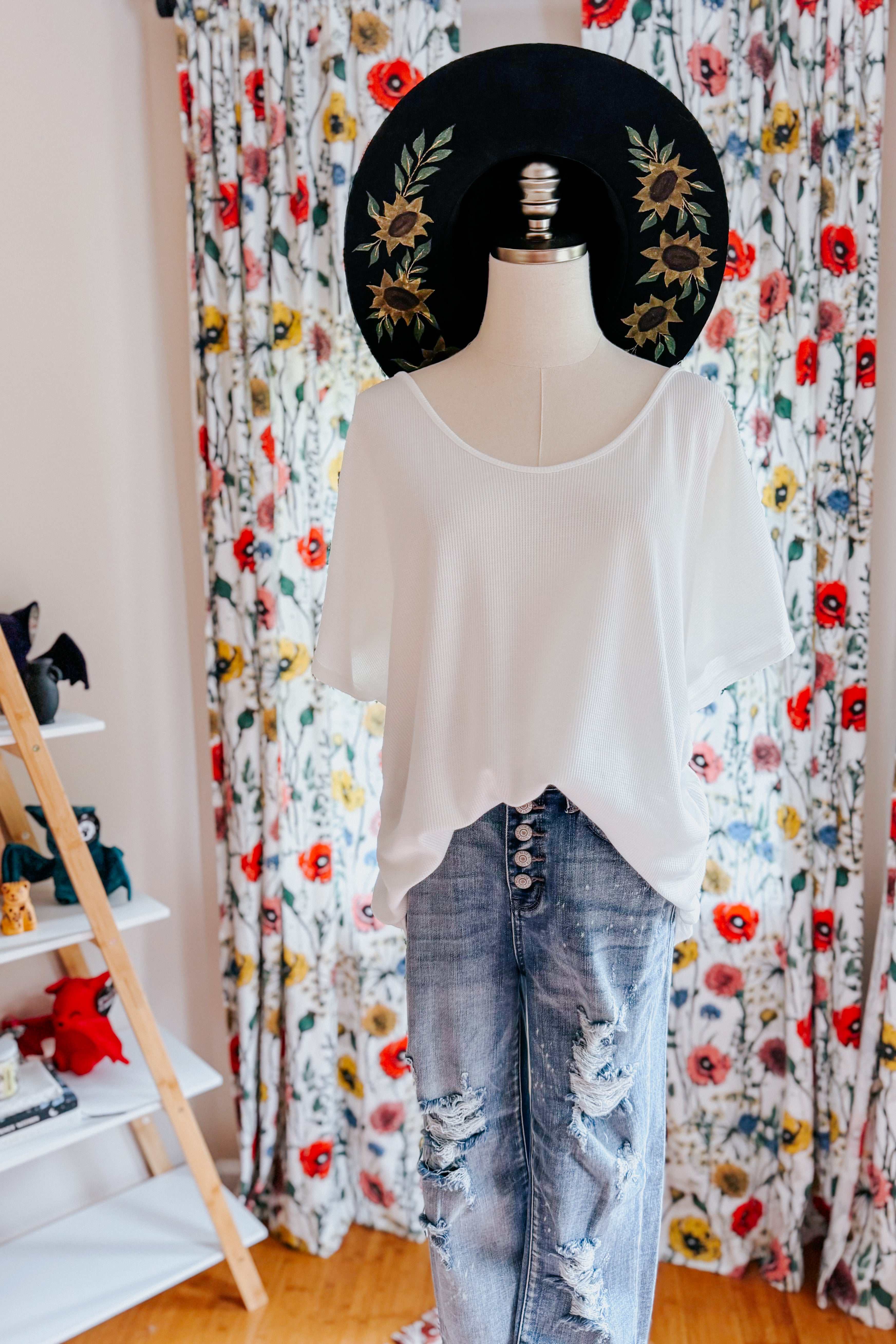 Big Sky Country Waffle Knit Top • White