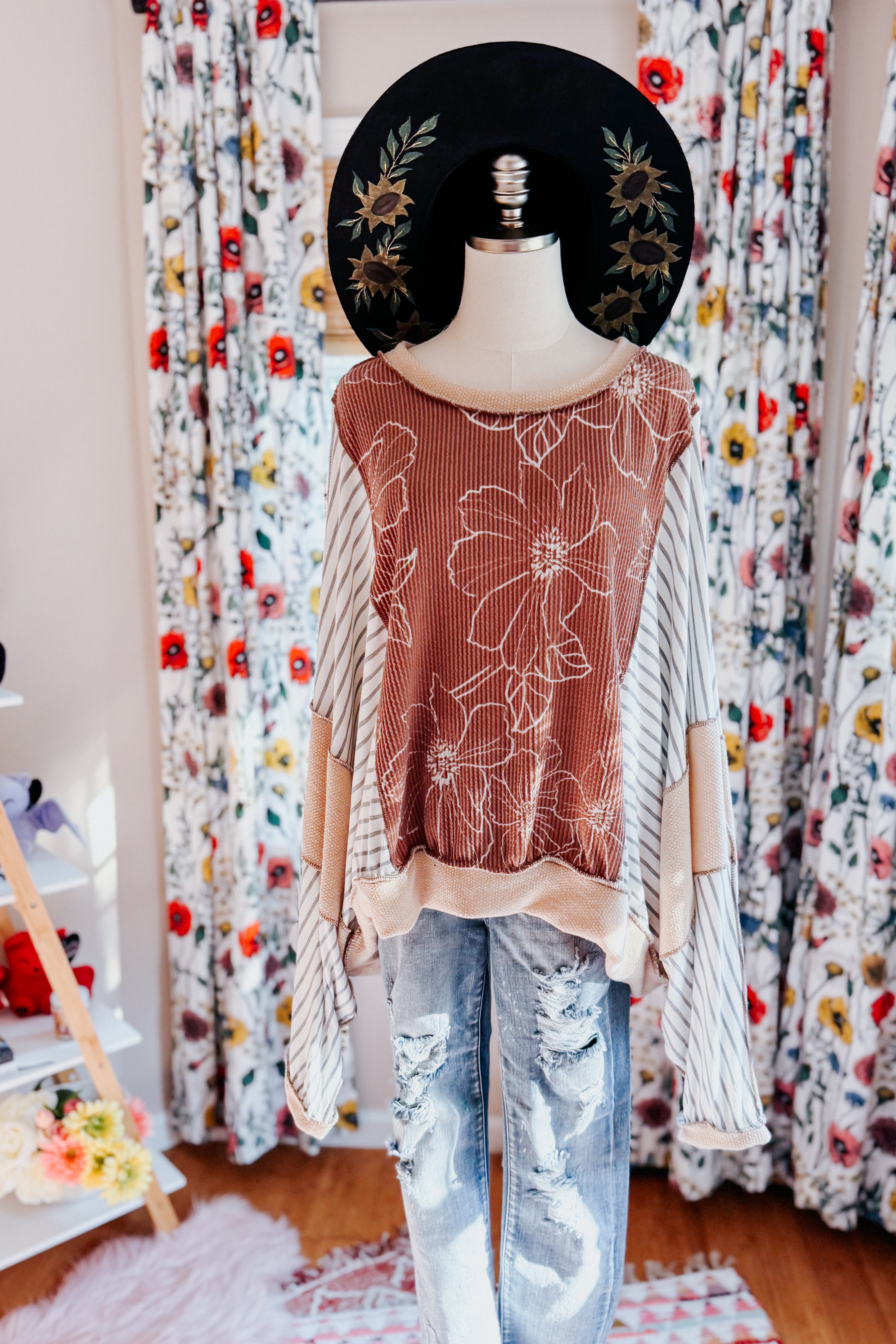 Striped and in Bloom Dolman Top