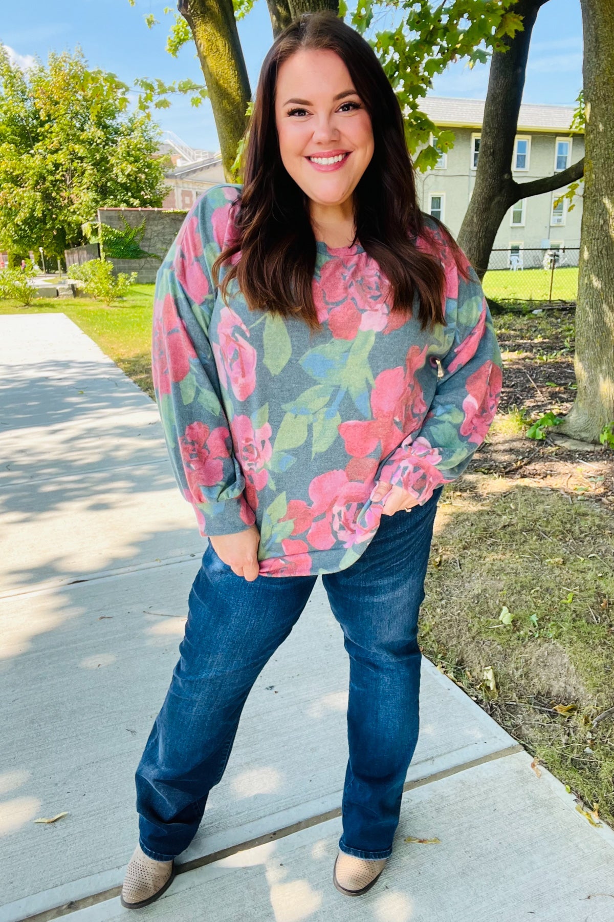 Forever Young Floral Brushed Hacci Sweater Top