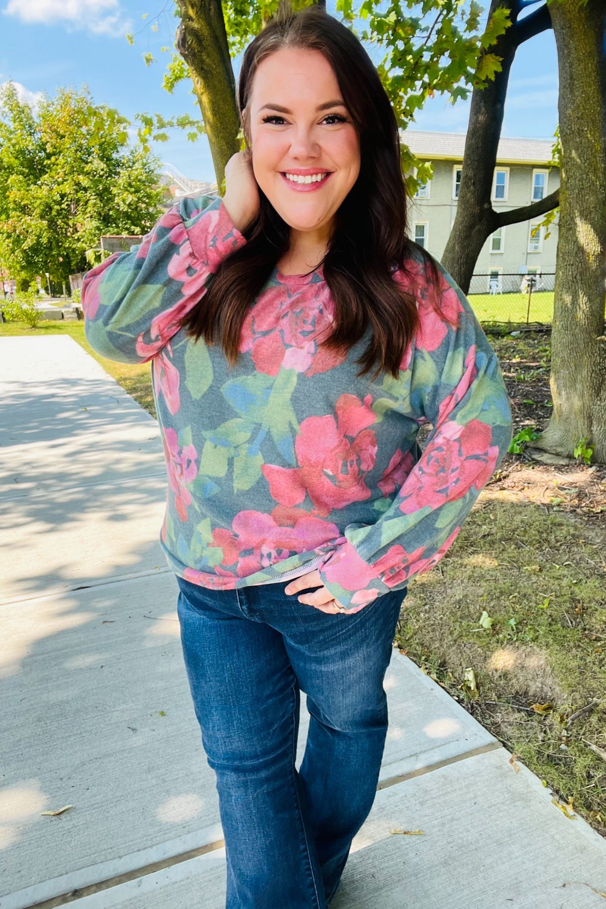 Forever Young Floral Brushed Hacci Sweater Top