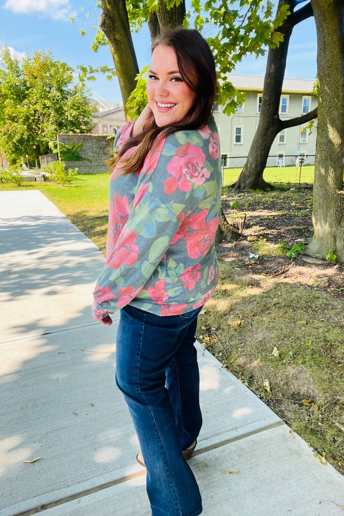 Forever Young Floral Brushed Hacci Sweater Top