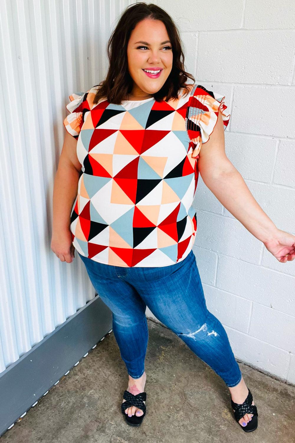 Make You Happy Frill Sleeve Top - Atomic Wildflower