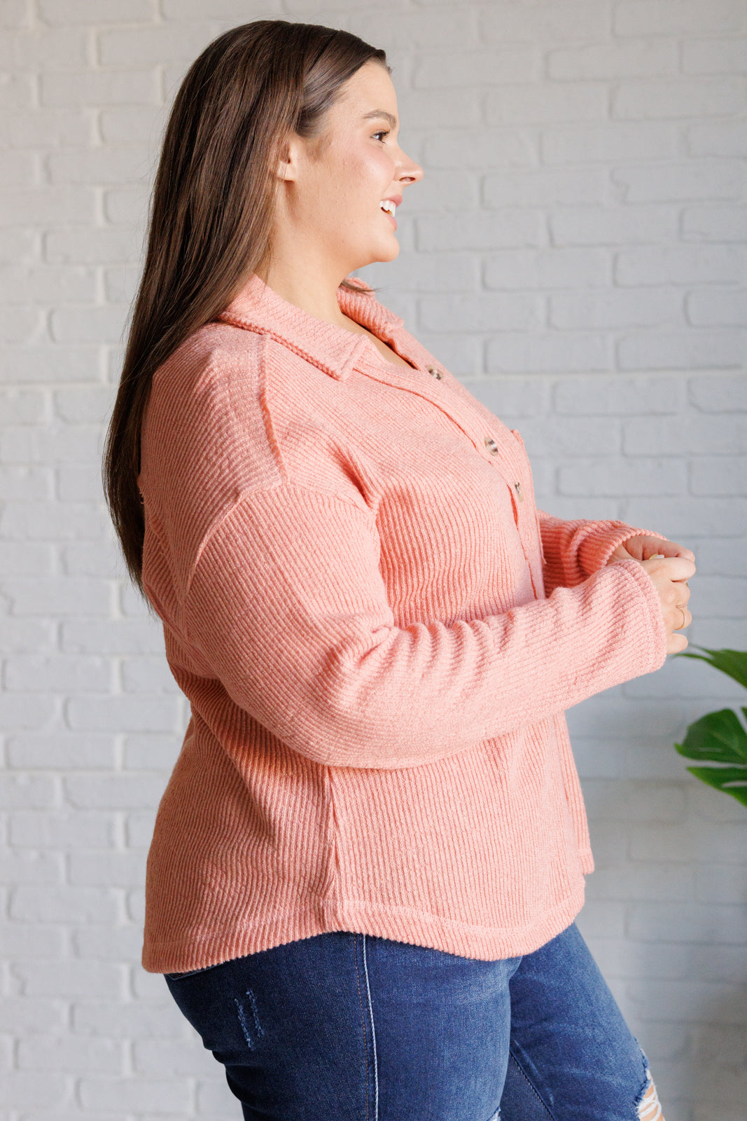 If You Want Forever Ribbed Knit Pullover • Peachy Pink