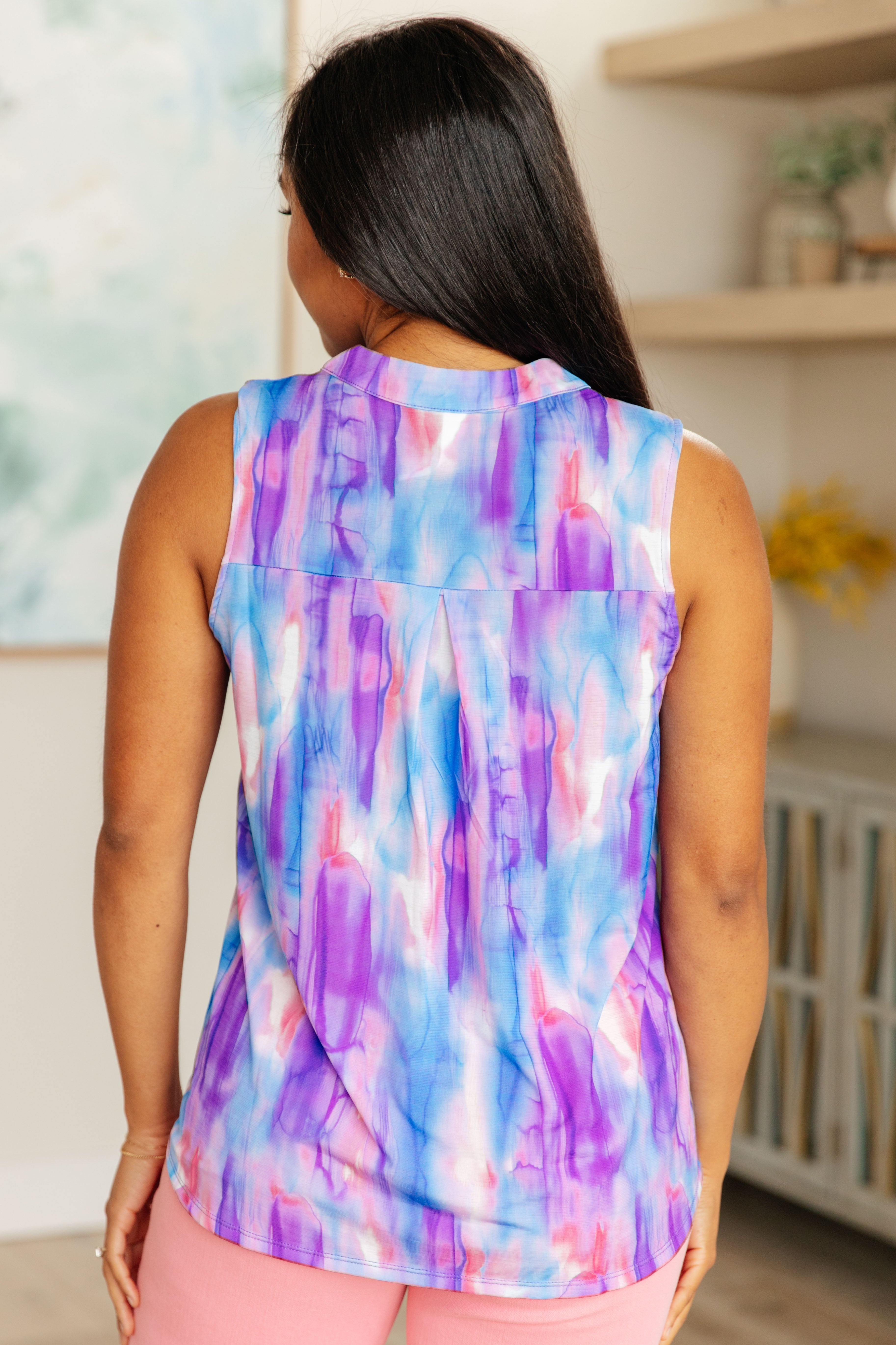 Lizzy Tank Top • Lavender and Blue Watercolor