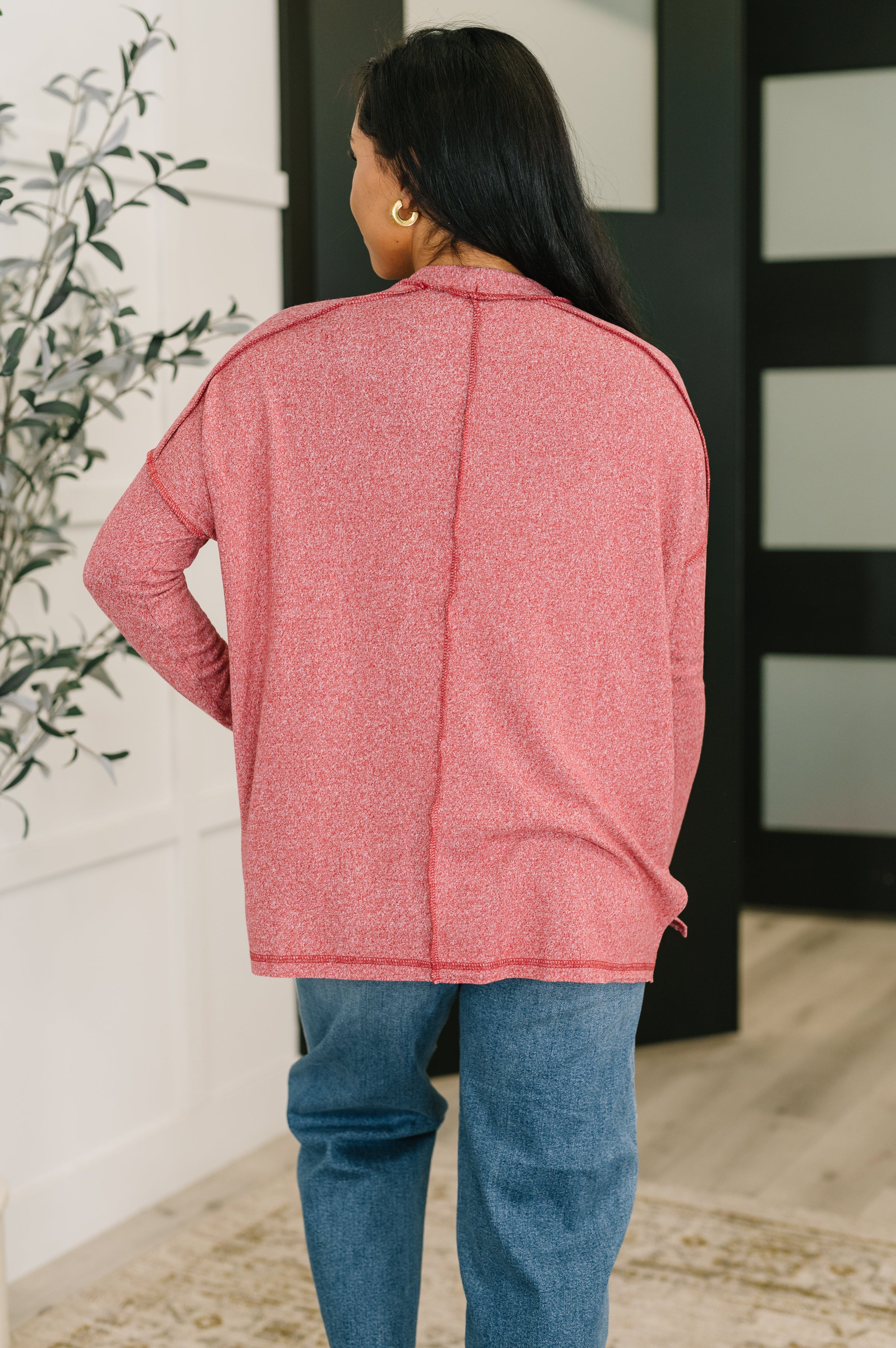 Mellow Mood Heathered Pullover • Red