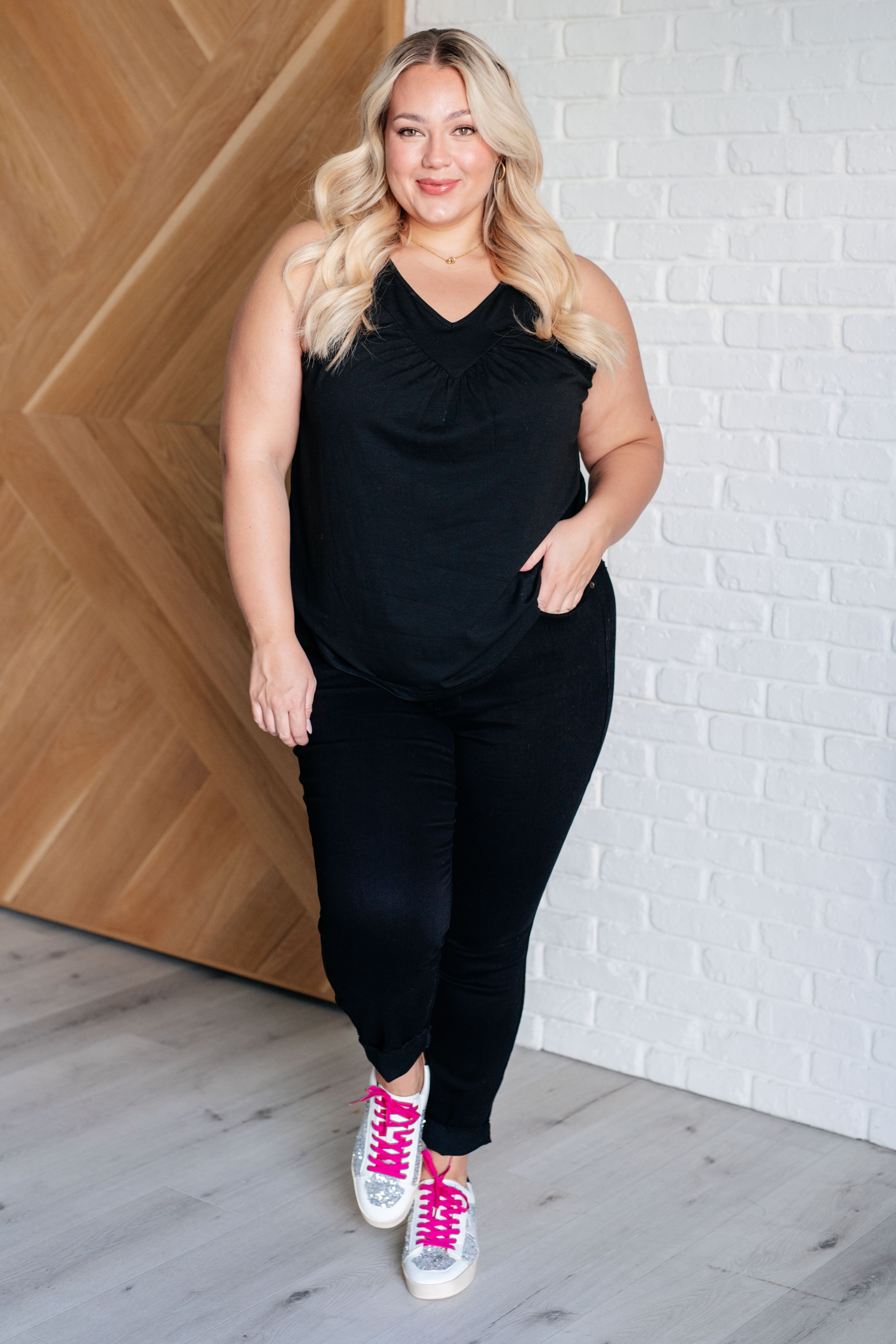 Not So Anxious V-Neck Tank • Black