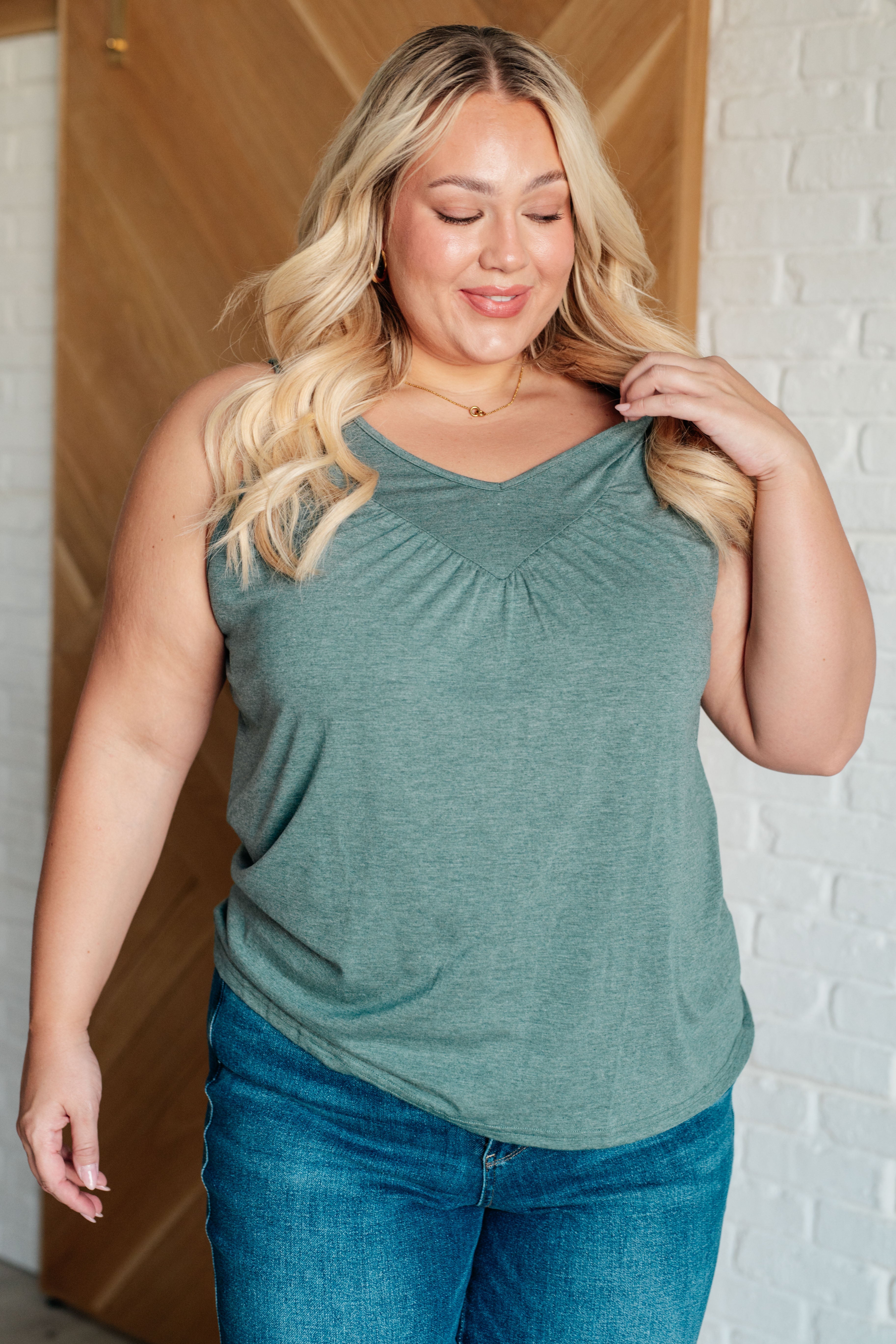 Not So Anxious V-Neck Tank • Mist