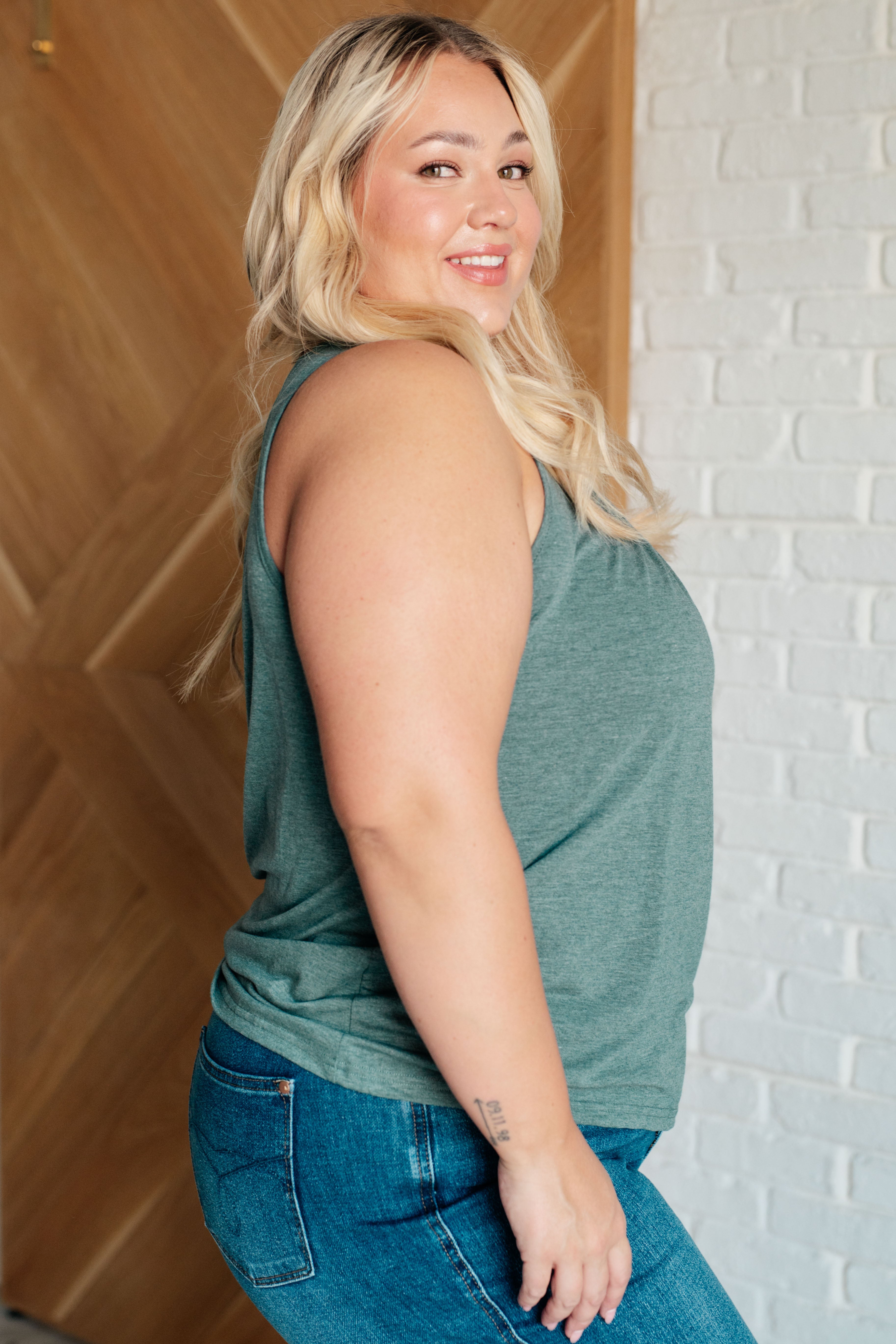 Not So Anxious V-Neck Tank • Mist