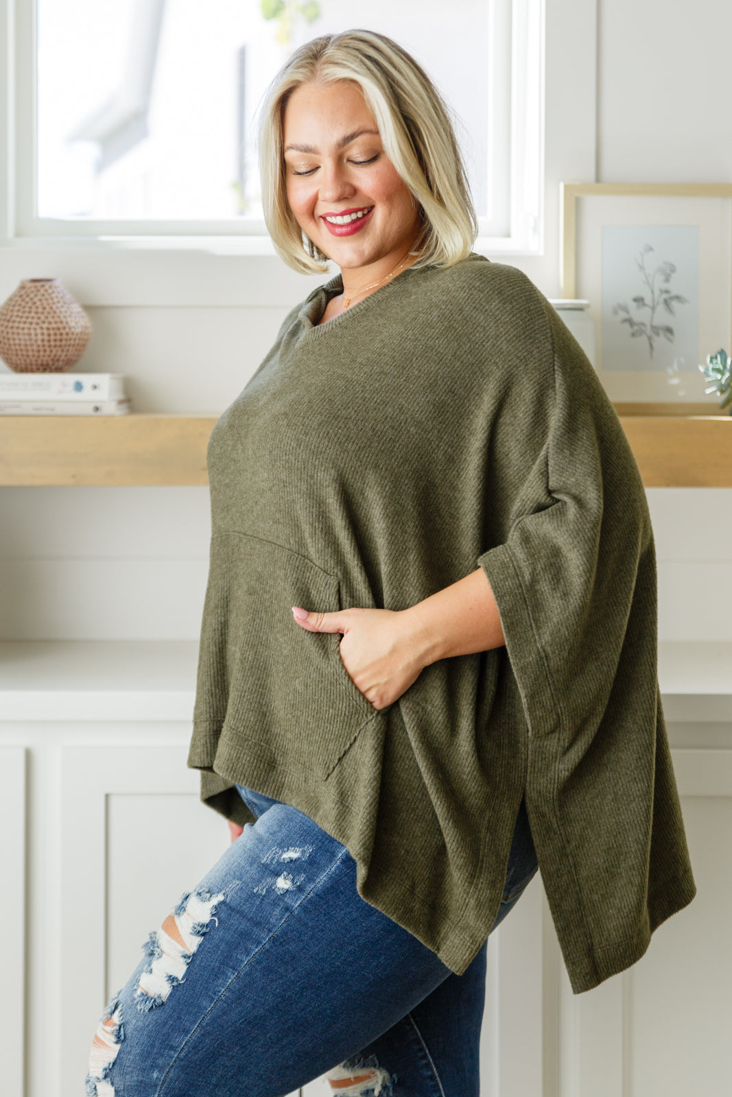 Perfectly Poised Hooded Poncho • Olive