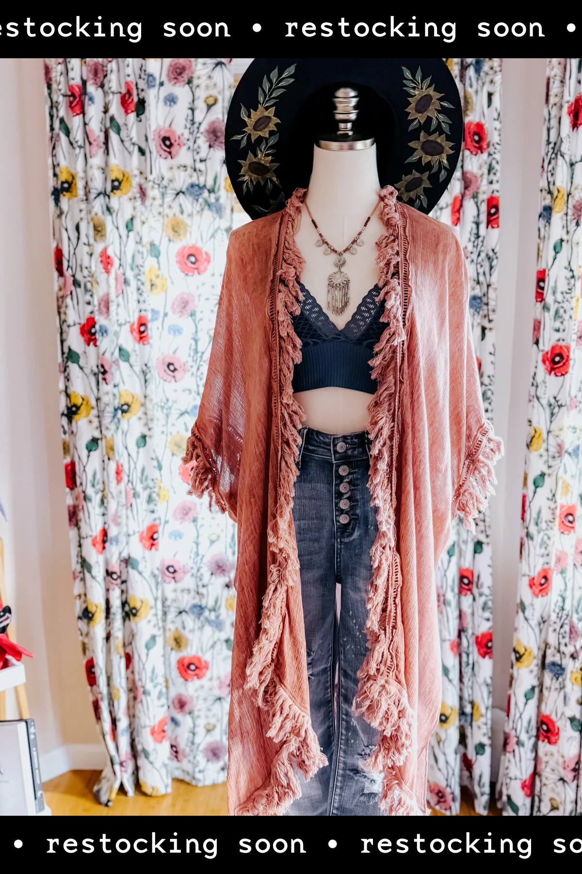 Mayze Sunbleached Fringe Duster • Rose
