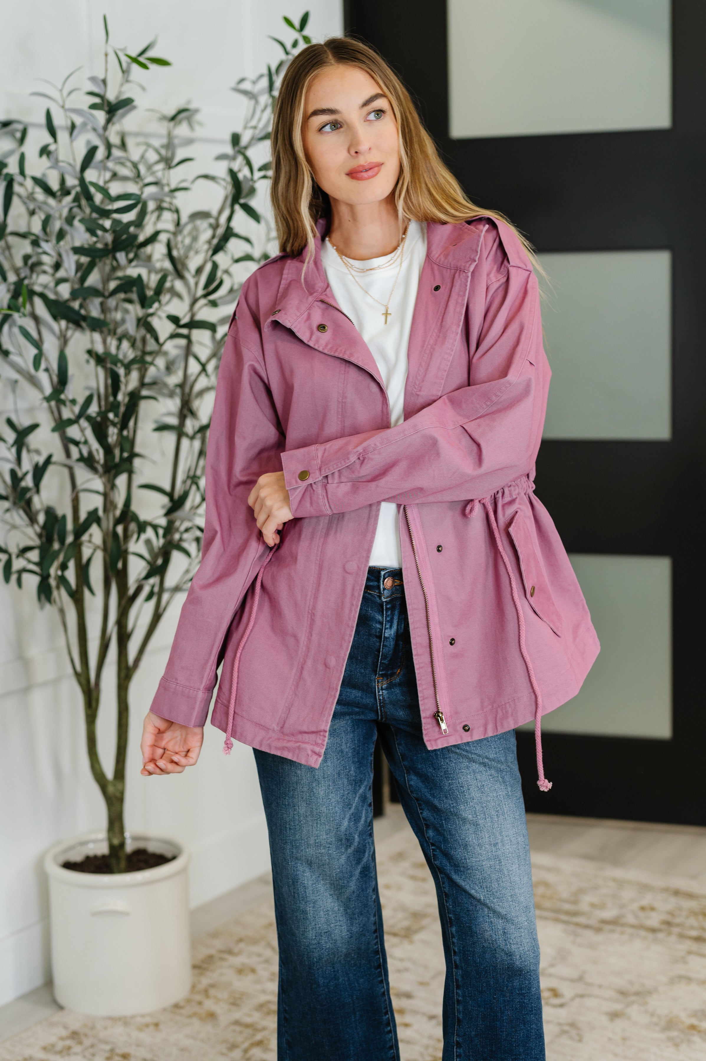 Puddle Jumper Full Front Zip Up Jacket • Mauve