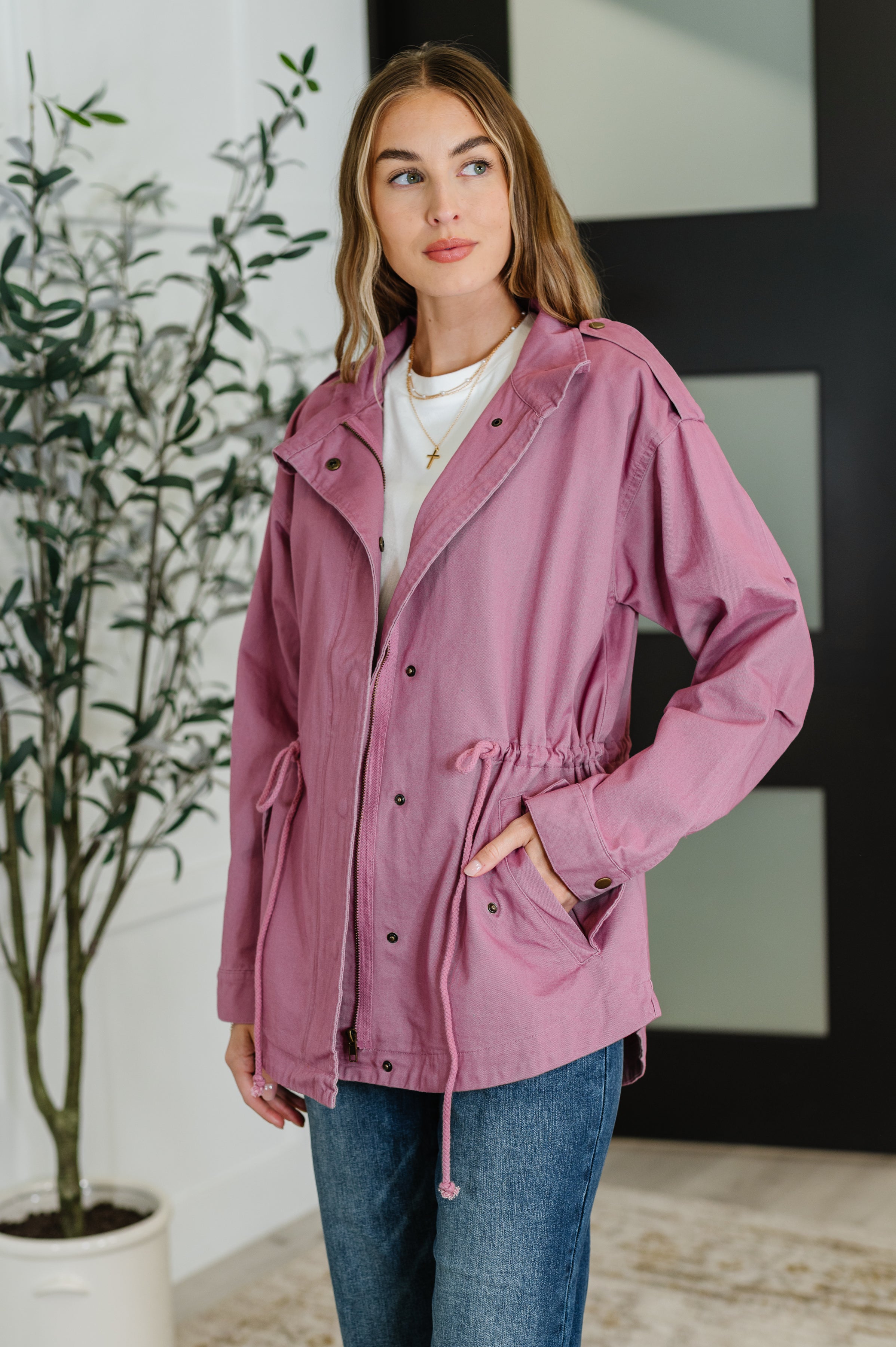 Puddle Jumper Full Front Zip Up Jacket • Mauve