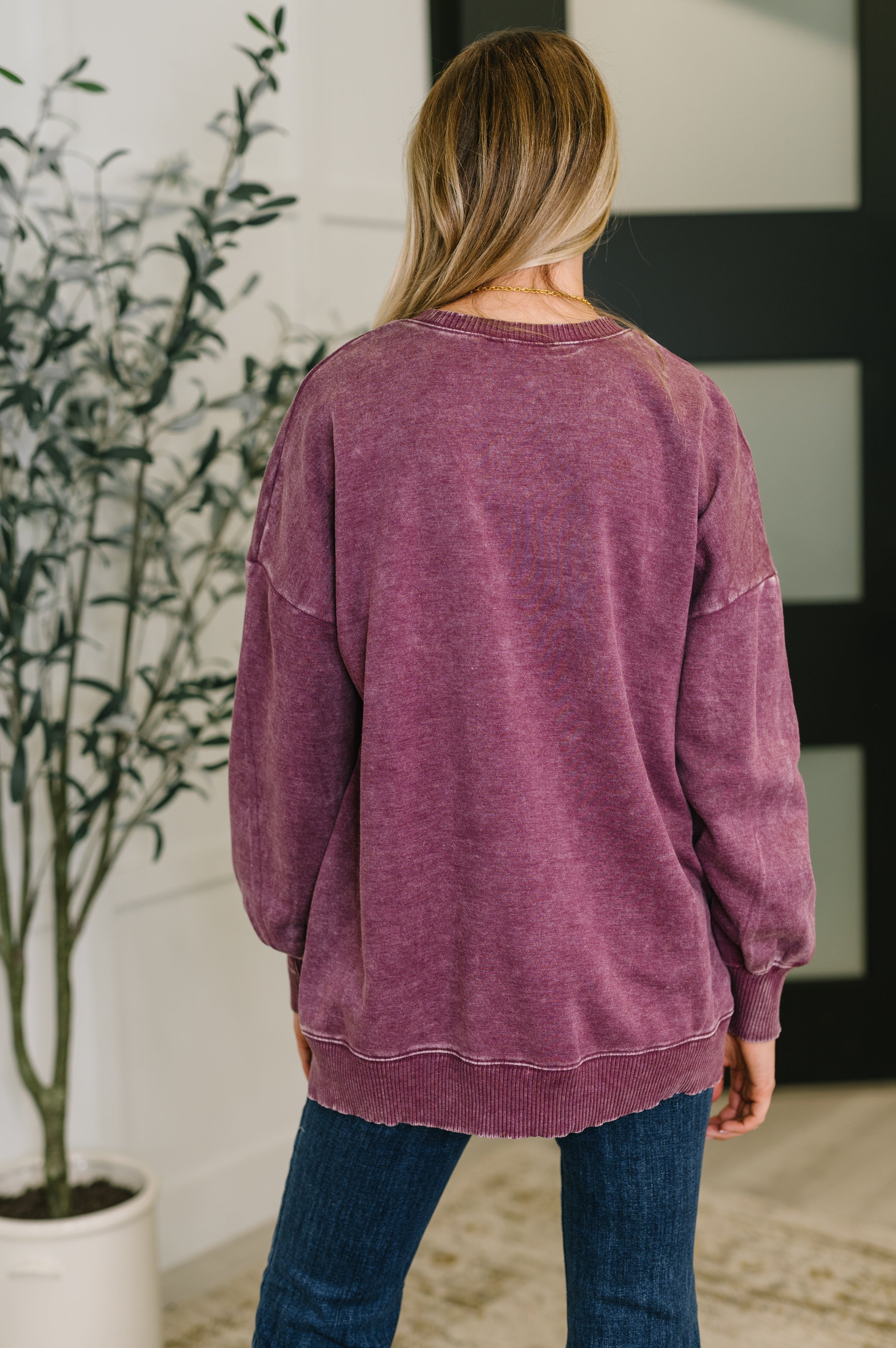 Safe and Secure Mineral Wash Pullover • Eggplant