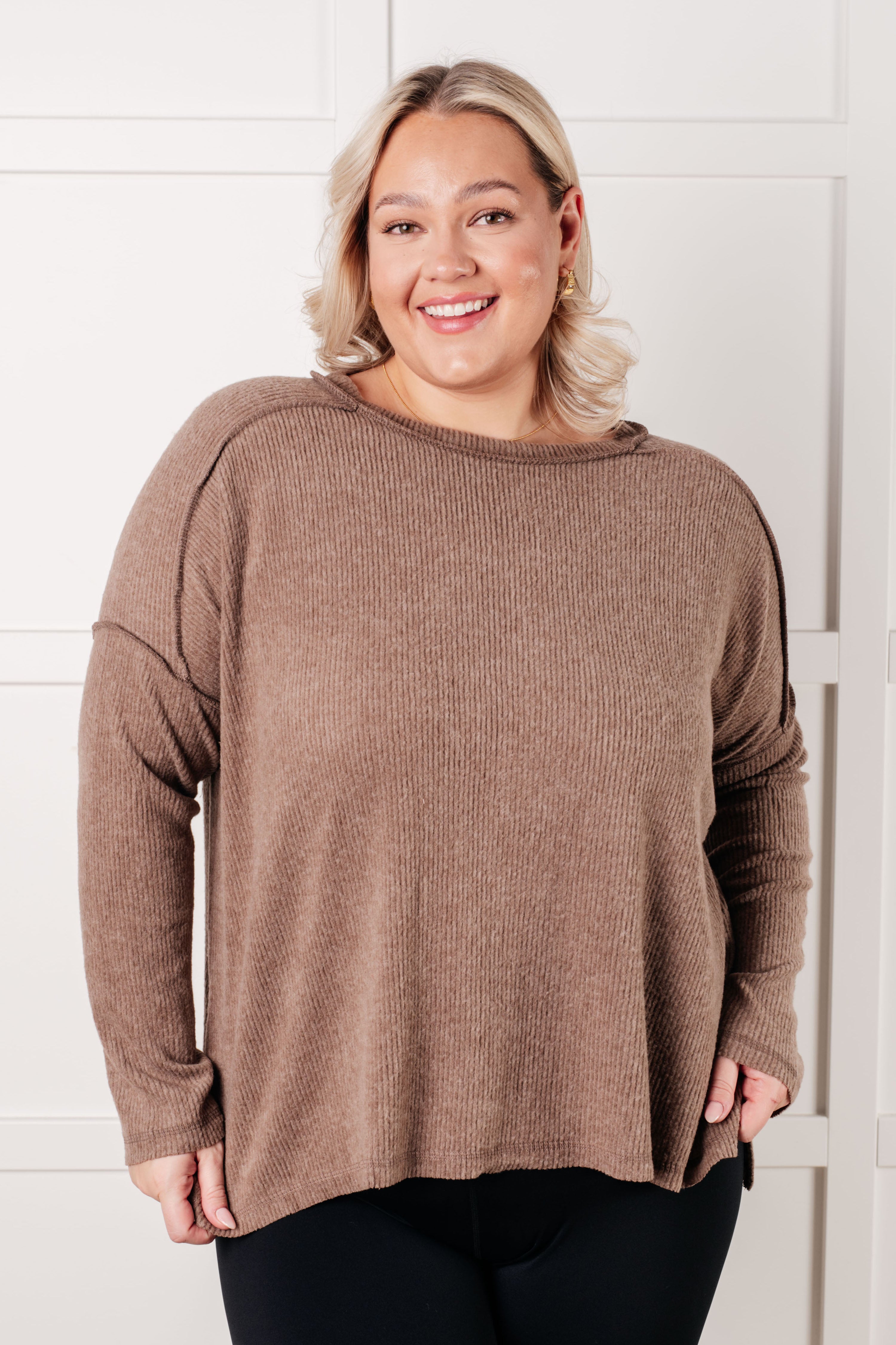 Simply Basic Ribbed Hacci Sweater • Mocha