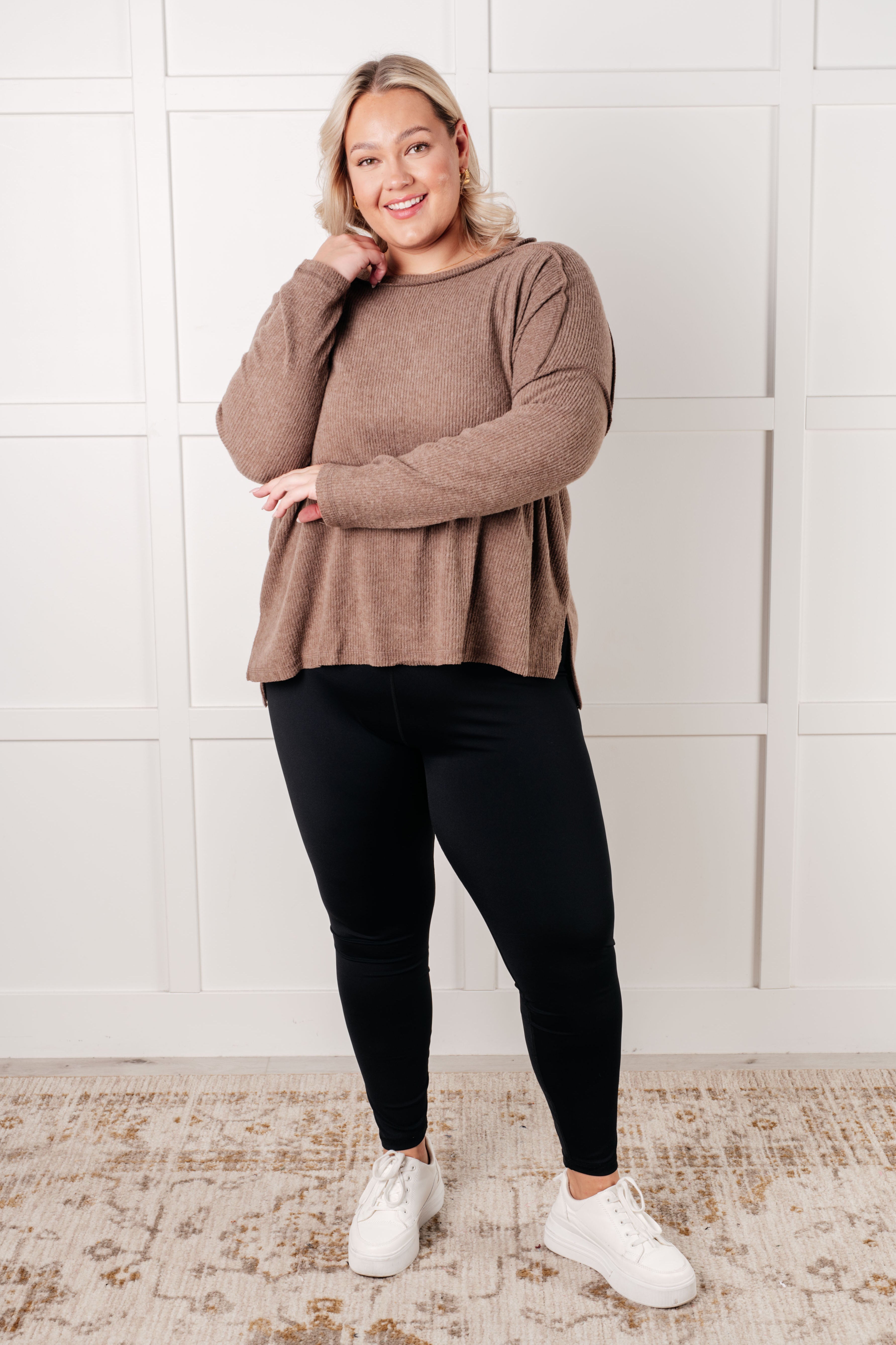 Simply Basic Ribbed Hacci Sweater • Mocha