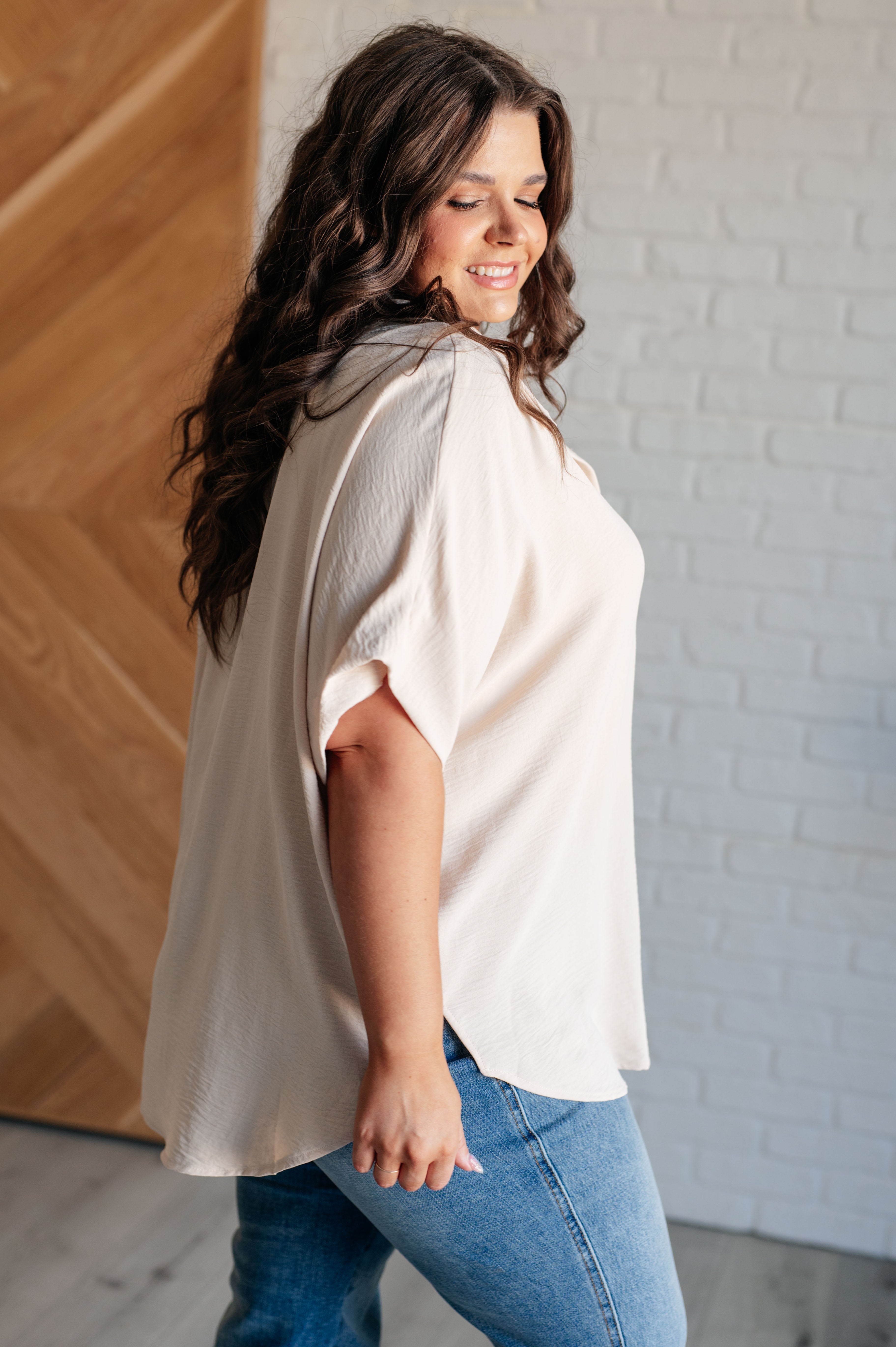 Sweet Simplicity Button Down Blouse • Oatmeal