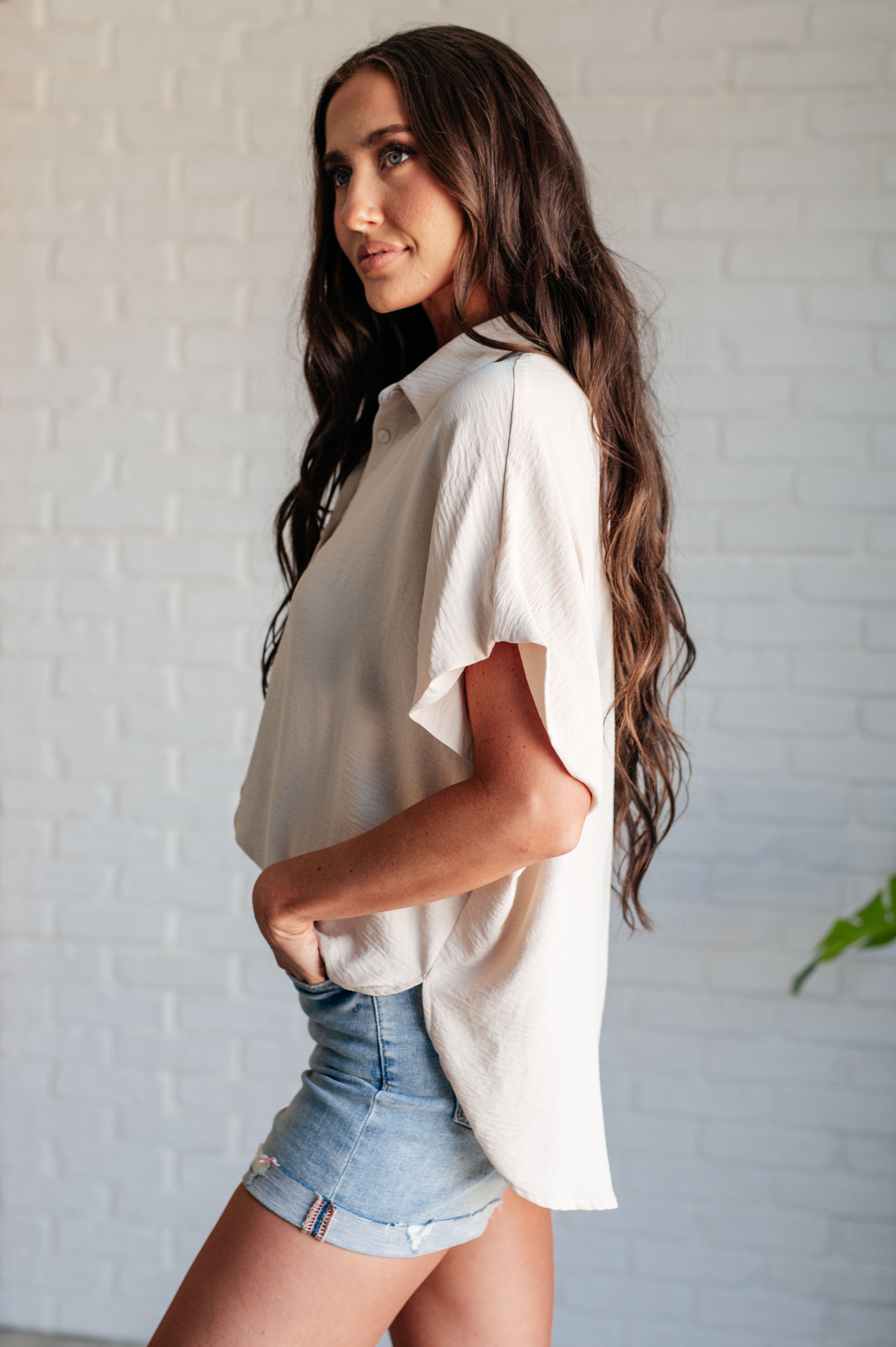 Sweet Simplicity Button Down Blouse • Oatmeal