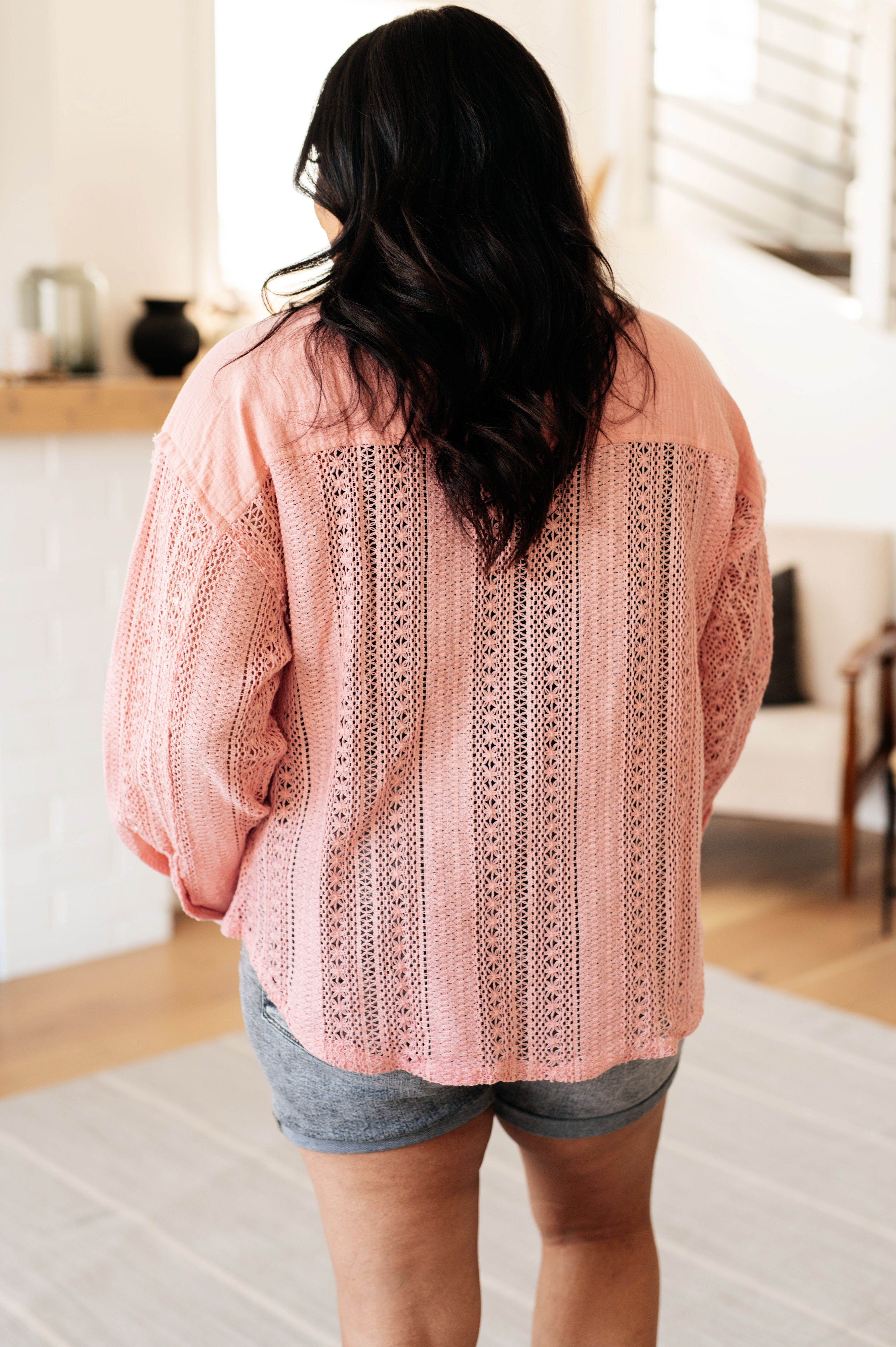 Sweeter Than Nectar Lace Button Down • Rose