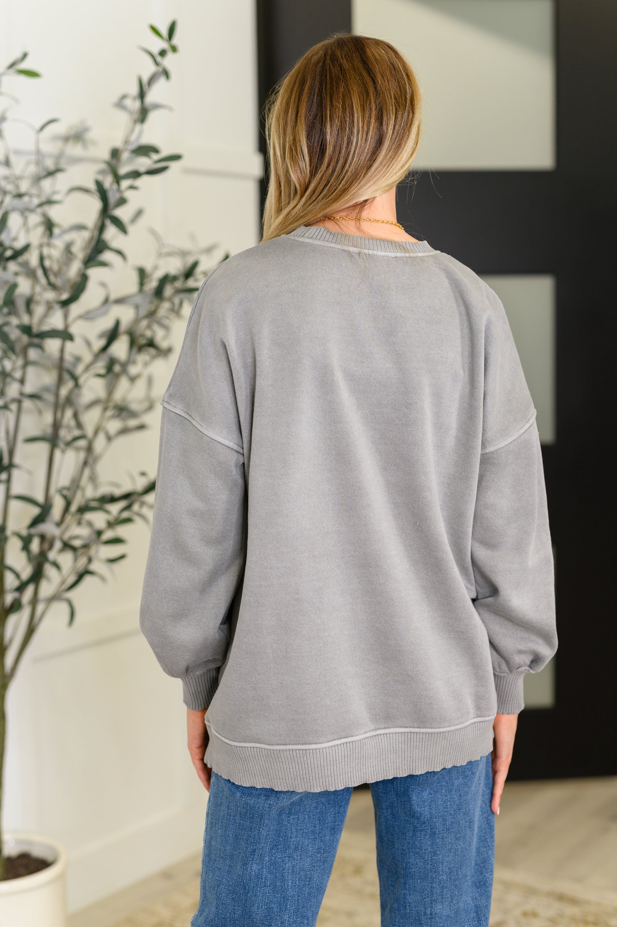Talk Cozy to Me Stepped Hem Pullover • Sleet