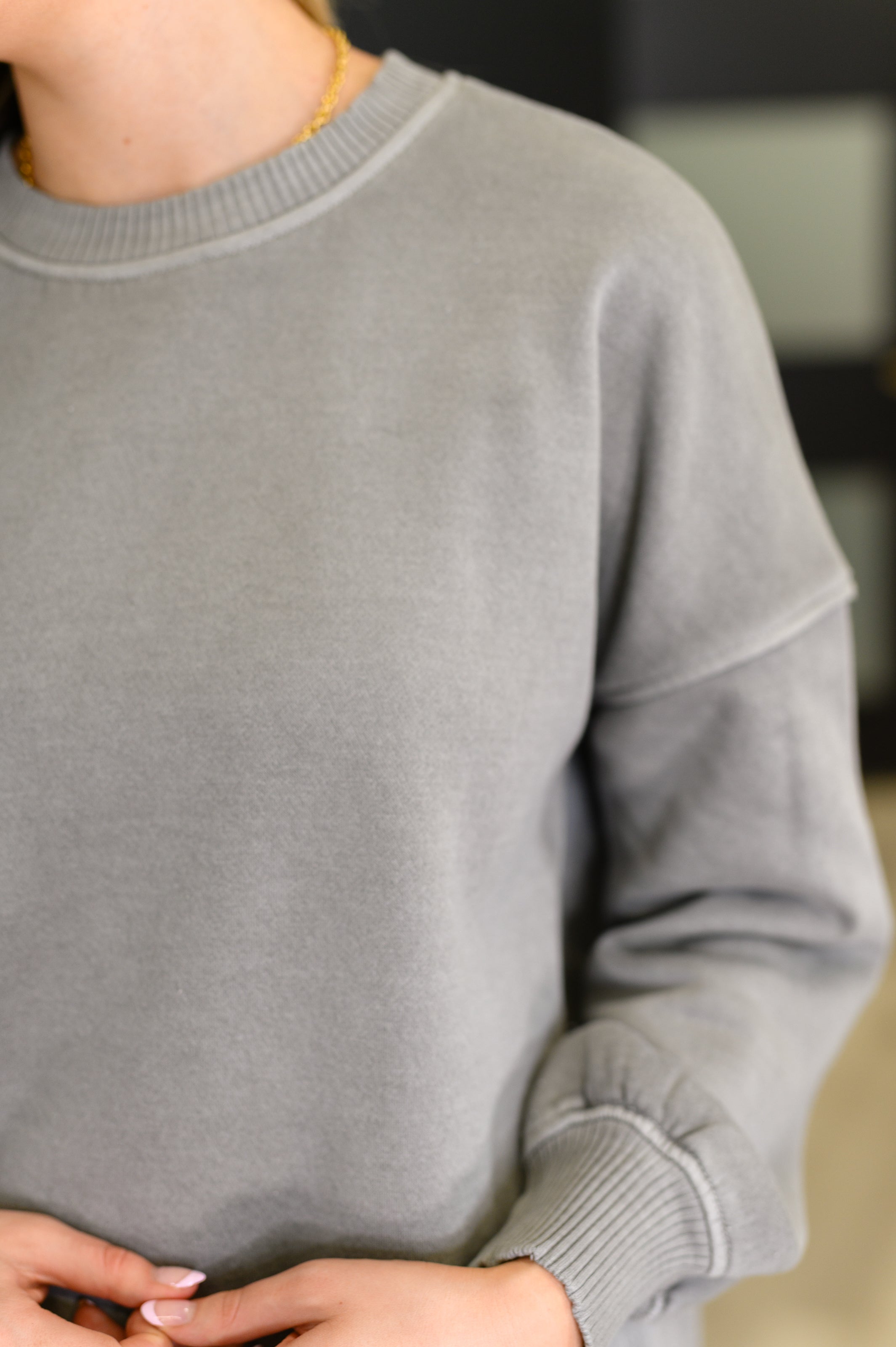Talk Cozy to Me Stepped Hem Pullover • Sleet