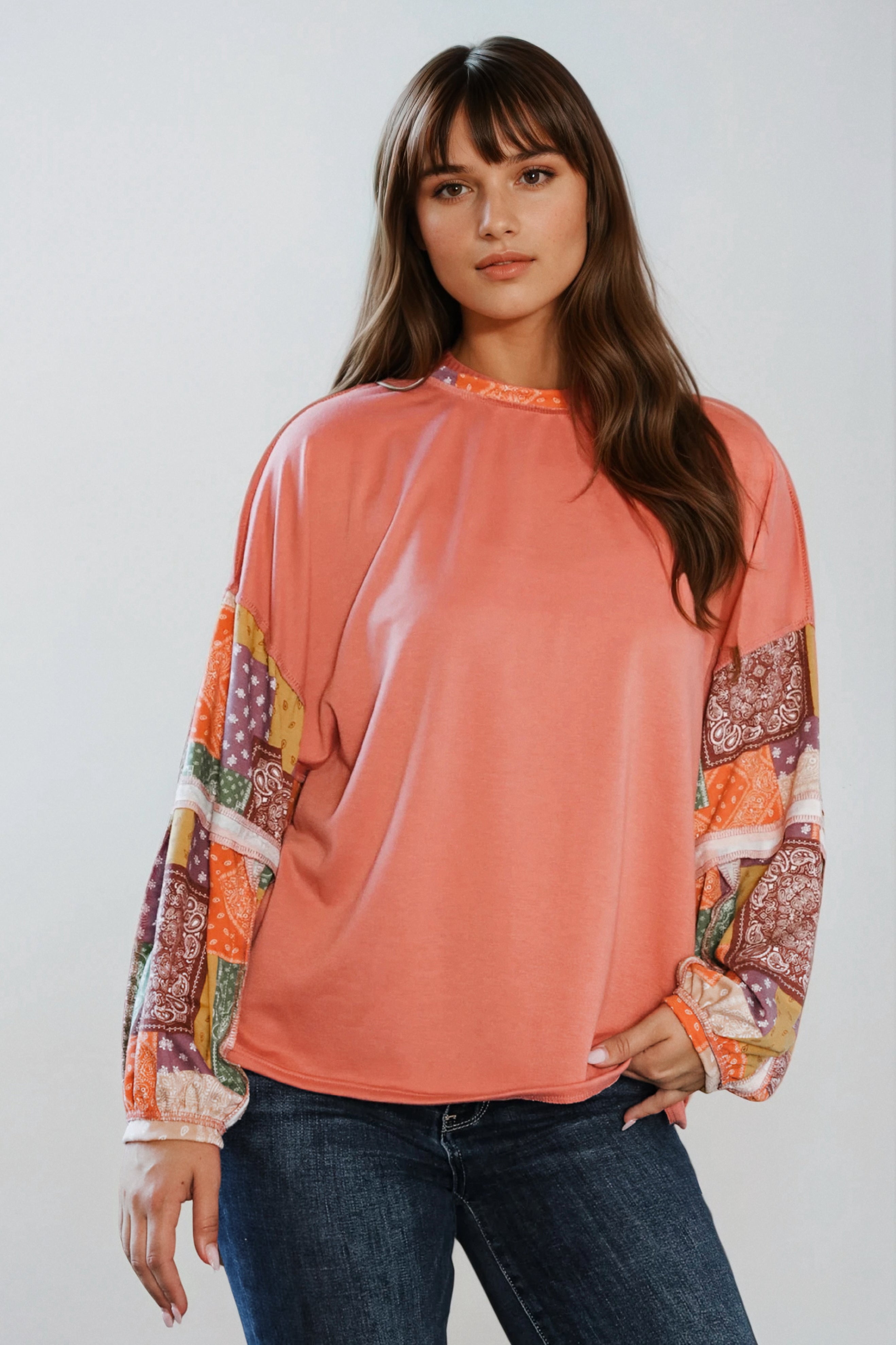 Wanderlust Patchwork Long Sleeve Top