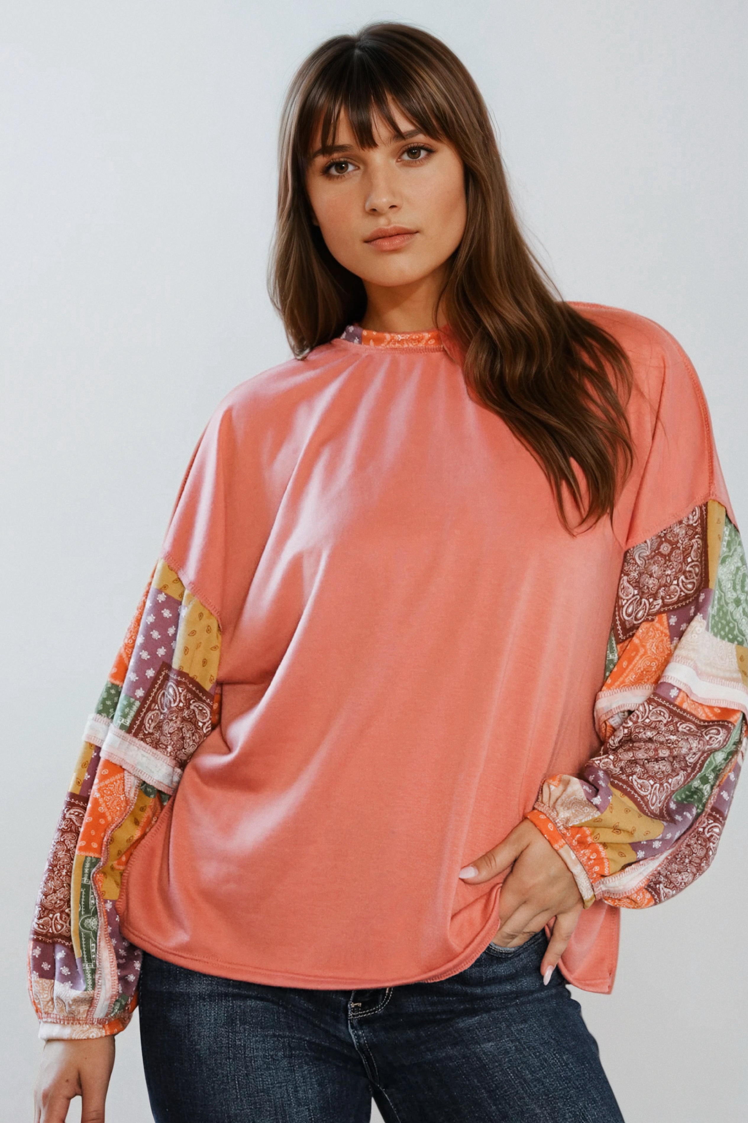 Wanderlust Patchwork Long Sleeve Top