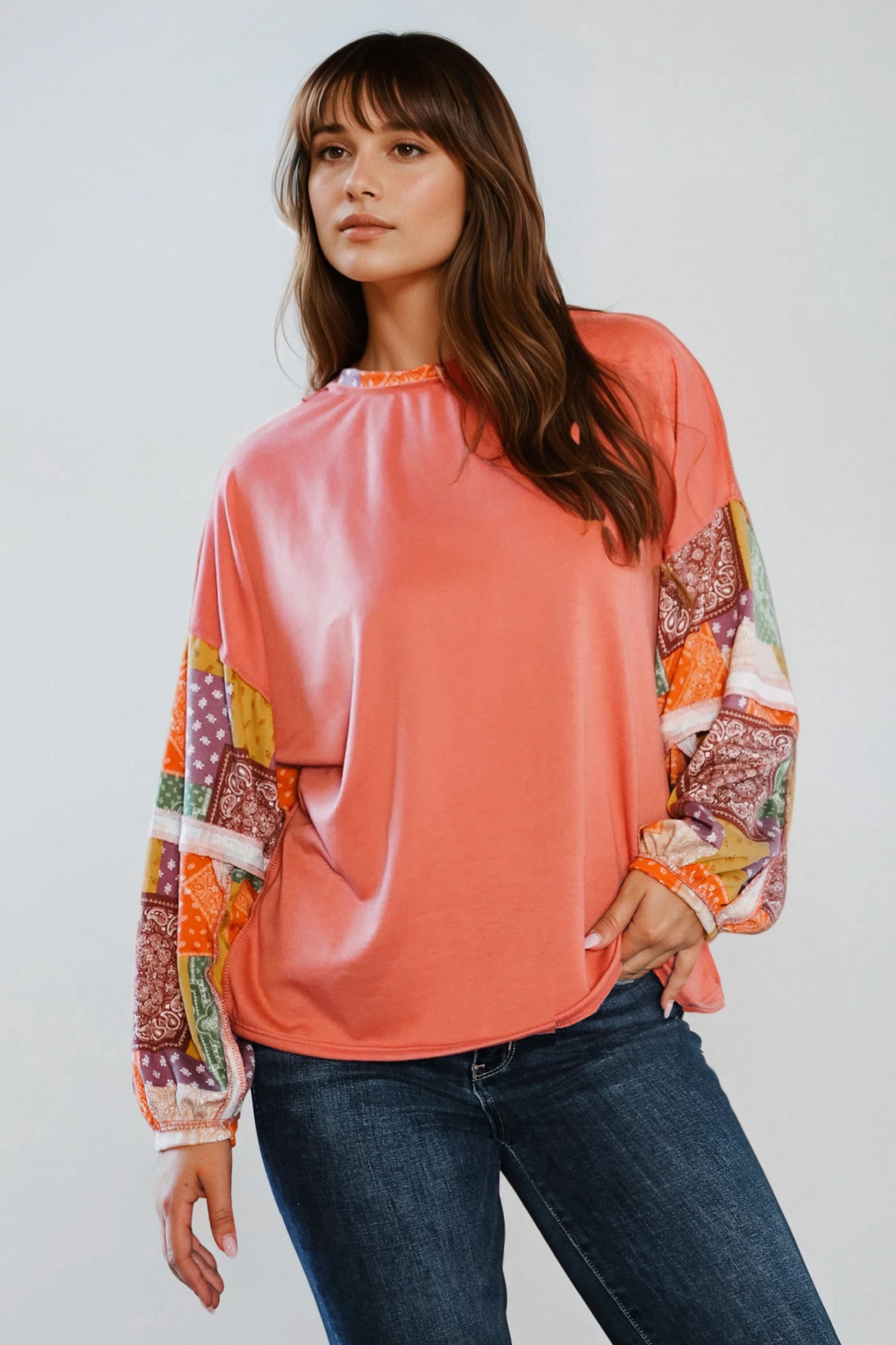 Wanderlust Patchwork Long Sleeve Top