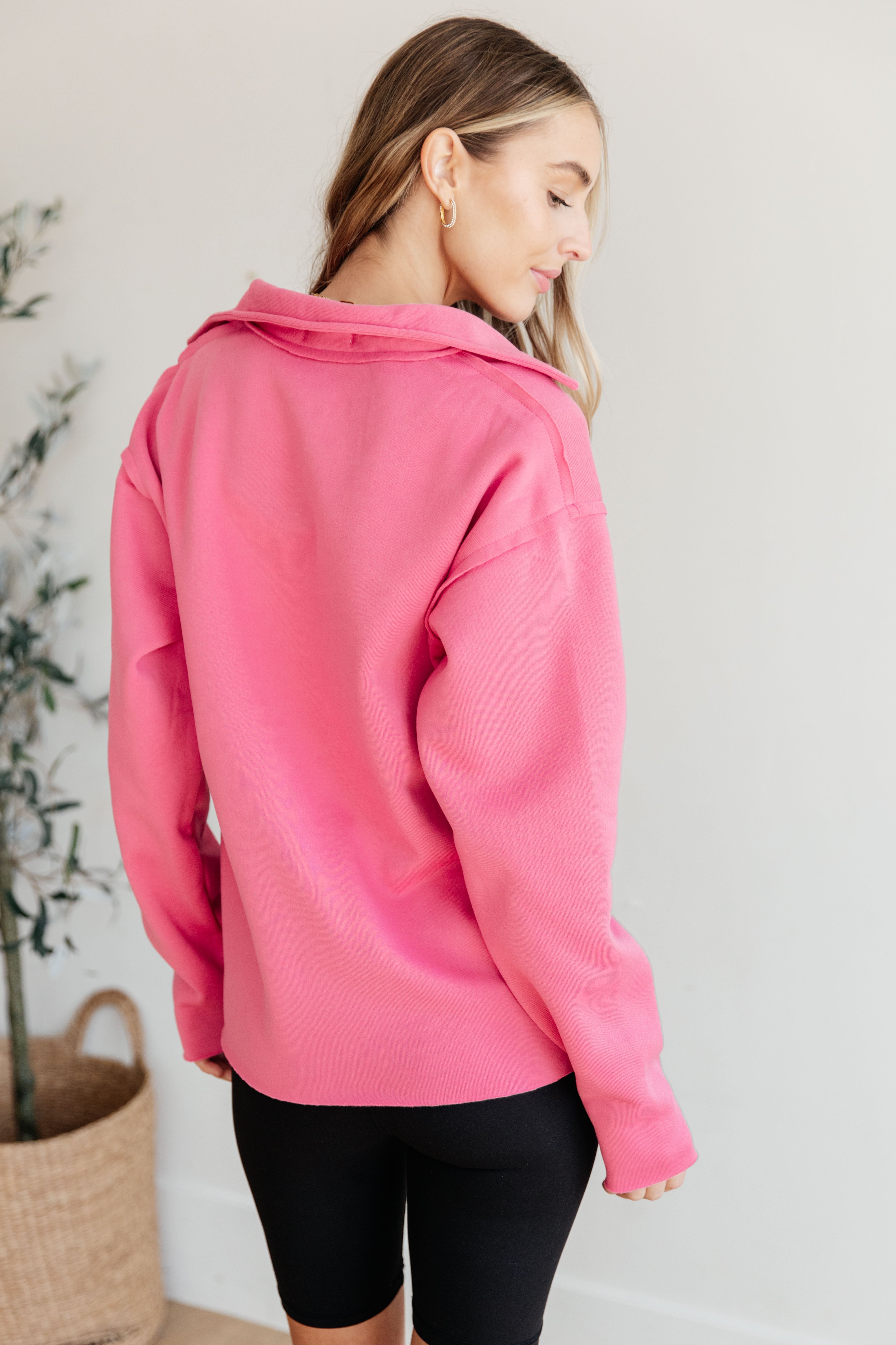 Same Ol' Situation Collared Pullover • Hot Pink