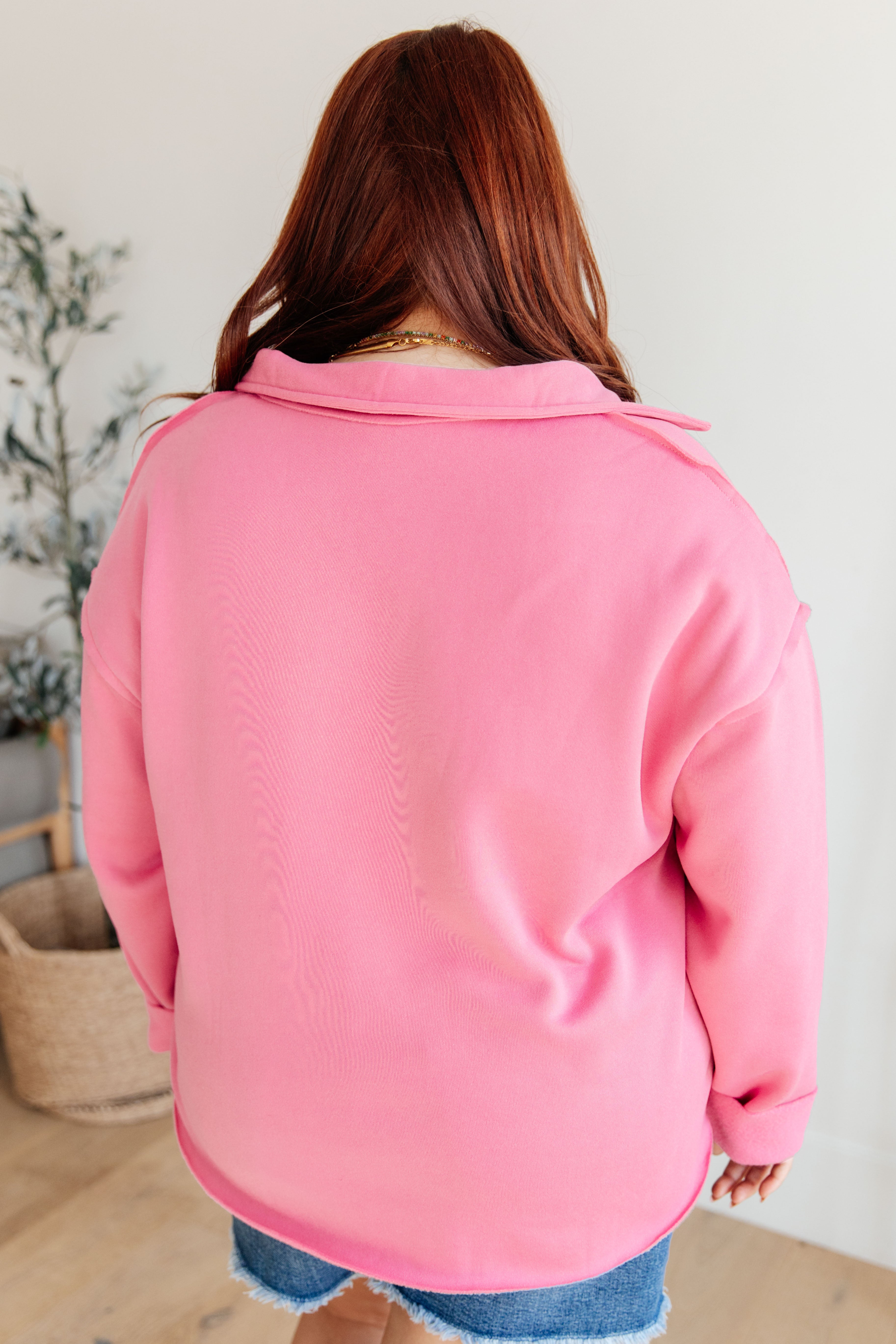 Same Ol' Situation Collared Pullover • Hot Pink