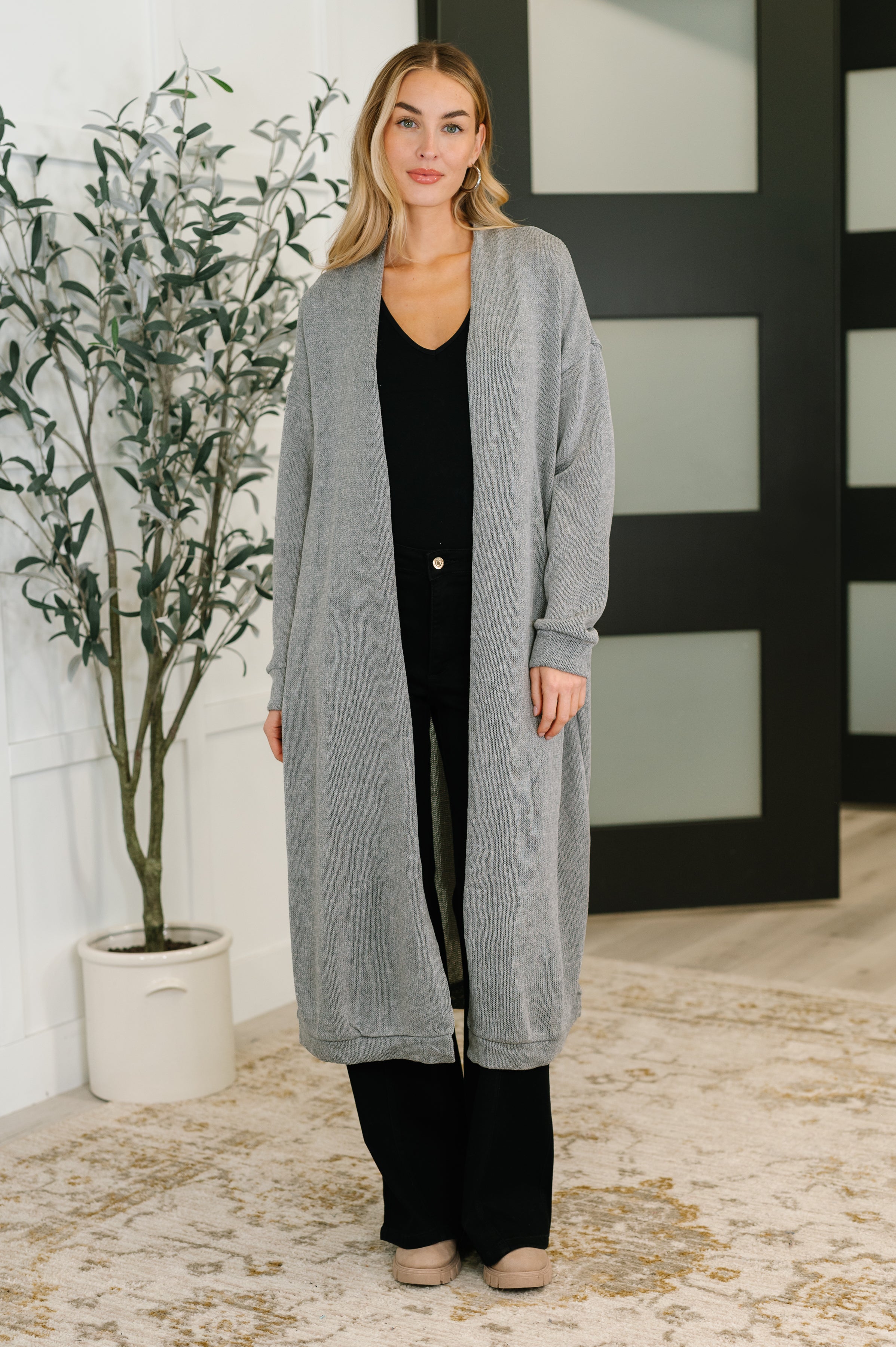 Travel Hideaway Open Front Cardigan • Soft Grey